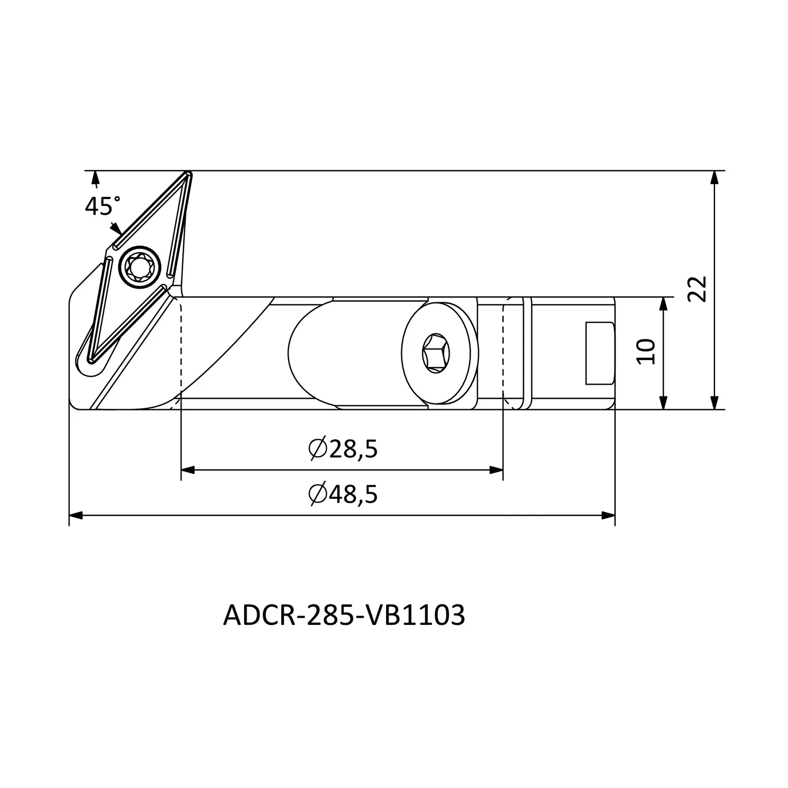 ADCR-285-VB1103 &mdash; dimensioned drawing