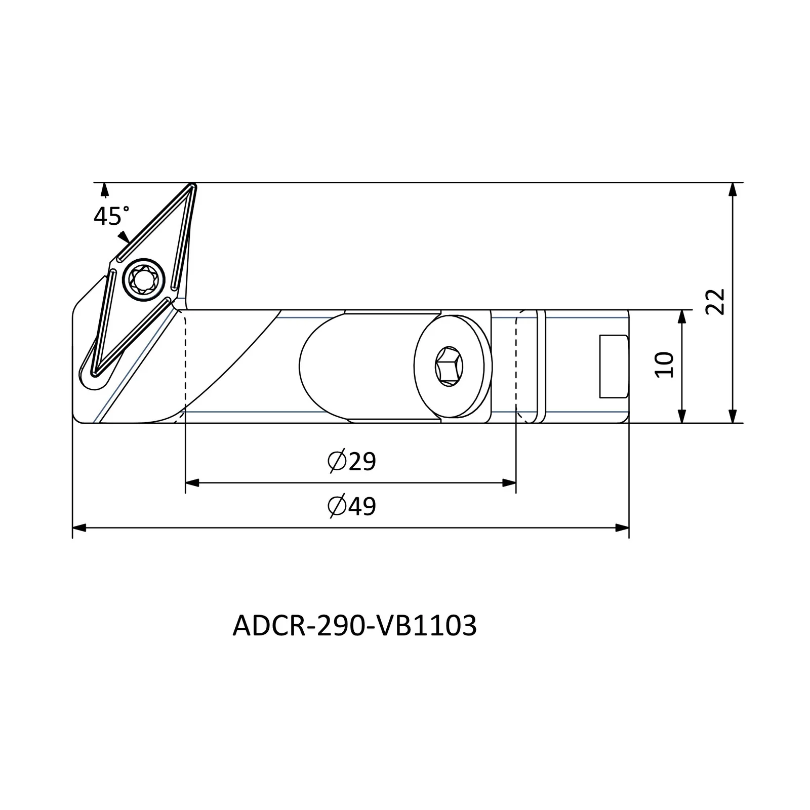 ADCR-290-VB1103 &mdash; dimensioned drawing