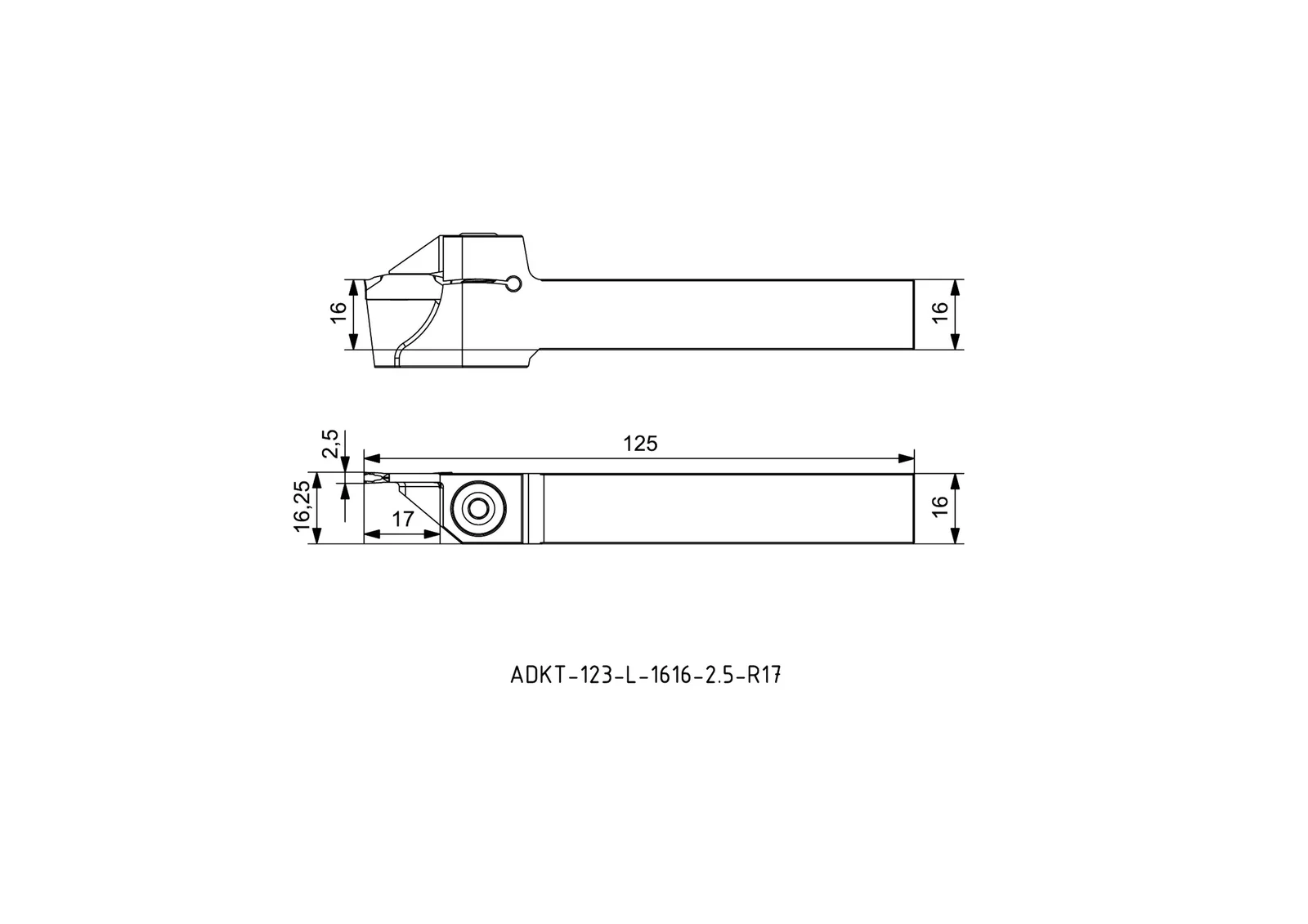 ADKT-123-L-1616-2.5-R17 &mdash; dimensioned drawing