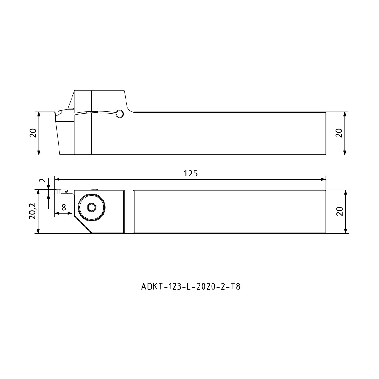 ADKT-123-L-2020-2-T8 &mdash; dimensioned drawing