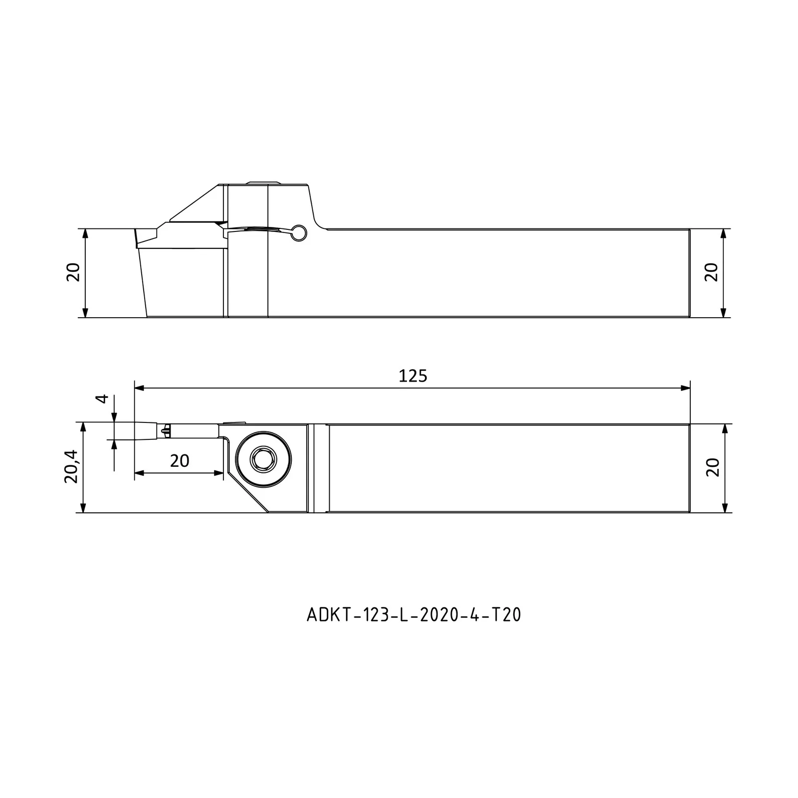 ADKT-123-L-2020-4-T20 &mdash; dimensioned drawing