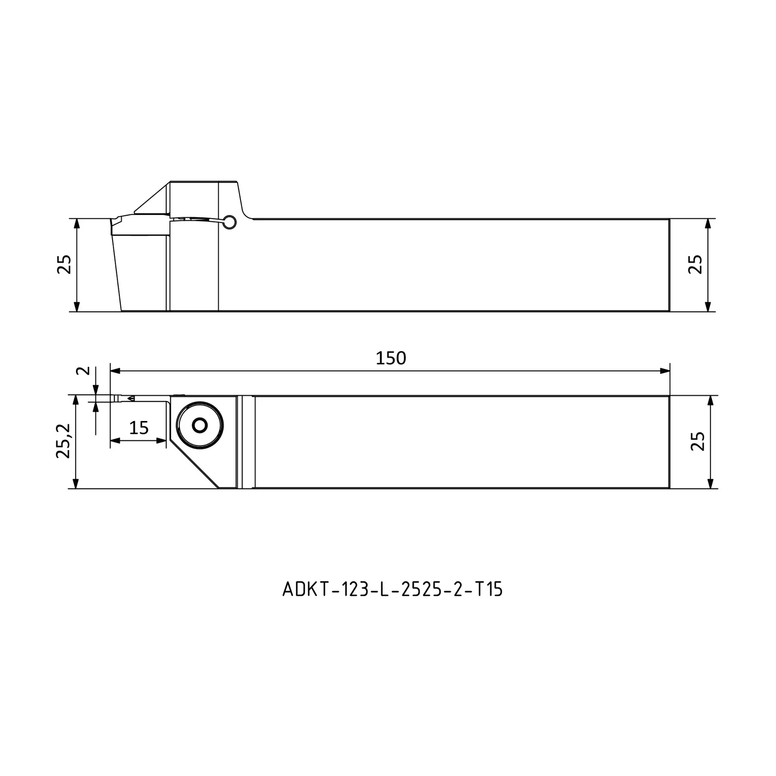 ADKT-123-L-2525-2-T15 &mdash; dimensioned drawing