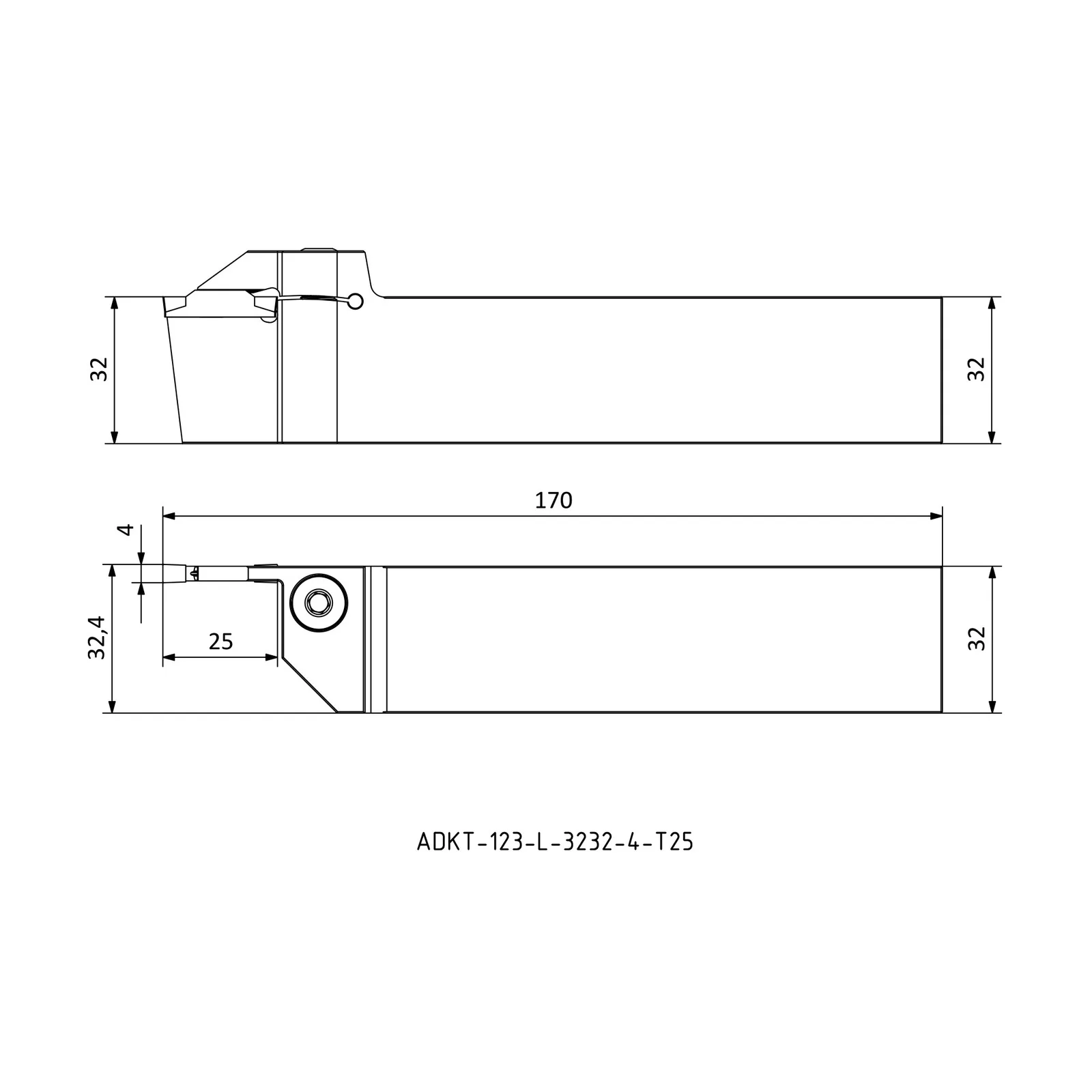 ADKT-123-L-3232-4-T25 &mdash; dimensioned drawing