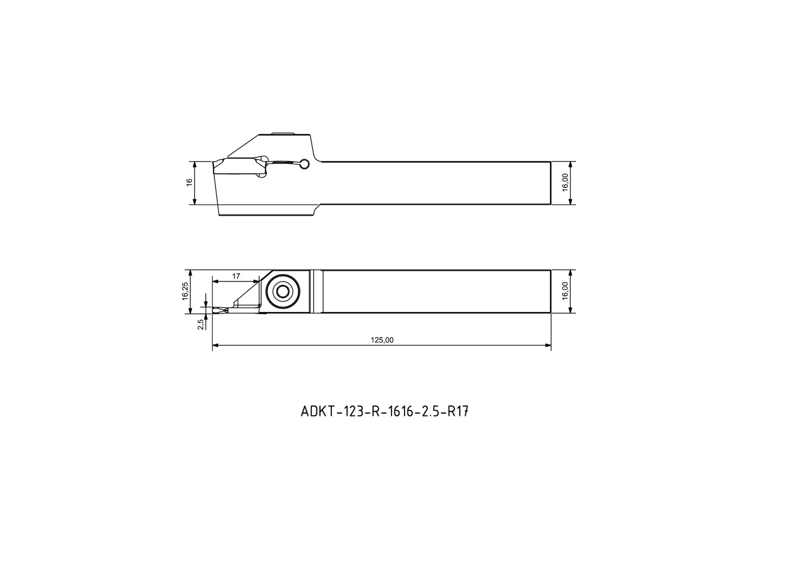 ADKT-123-R-1616-2.5-R17 &mdash; dimensioned drawing