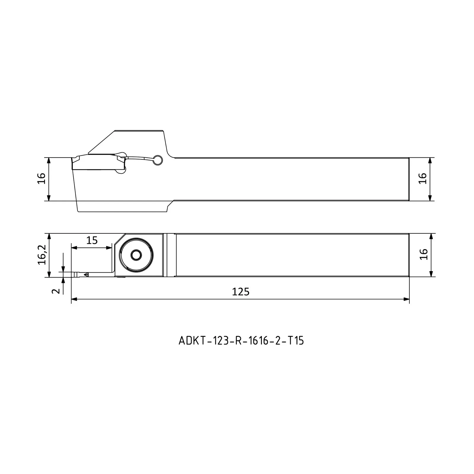 ADKT-123-R-1616-2-T15 &mdash; dimensioned drawing