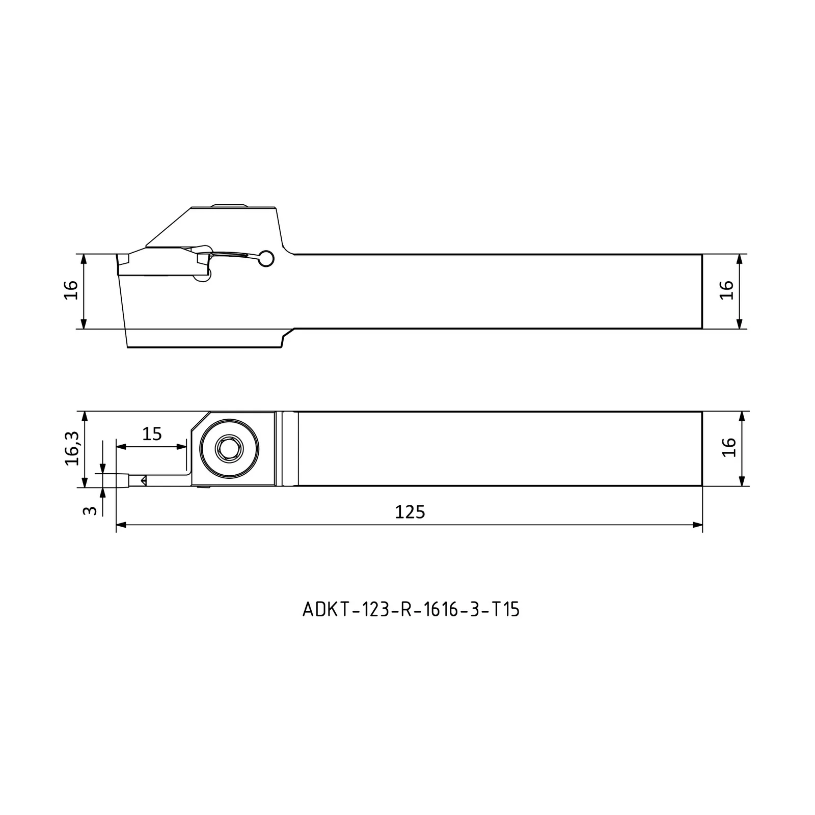 ADKT-123-R-1616-3-T15 &mdash; dimensioned drawing