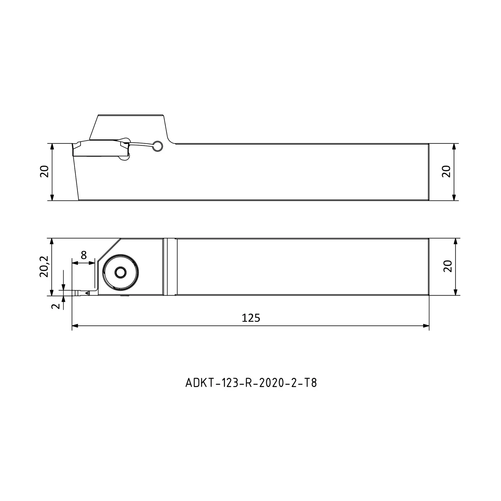 ADKT-123-R-2020-2-T8 &mdash; dimensioned drawing