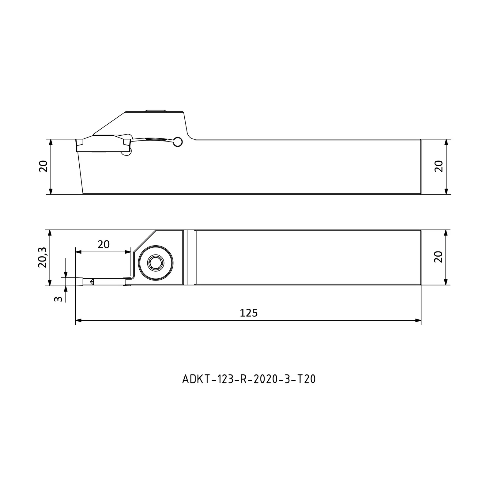 ADKT-123-R-2020-3-T20 &mdash; dimensioned drawing