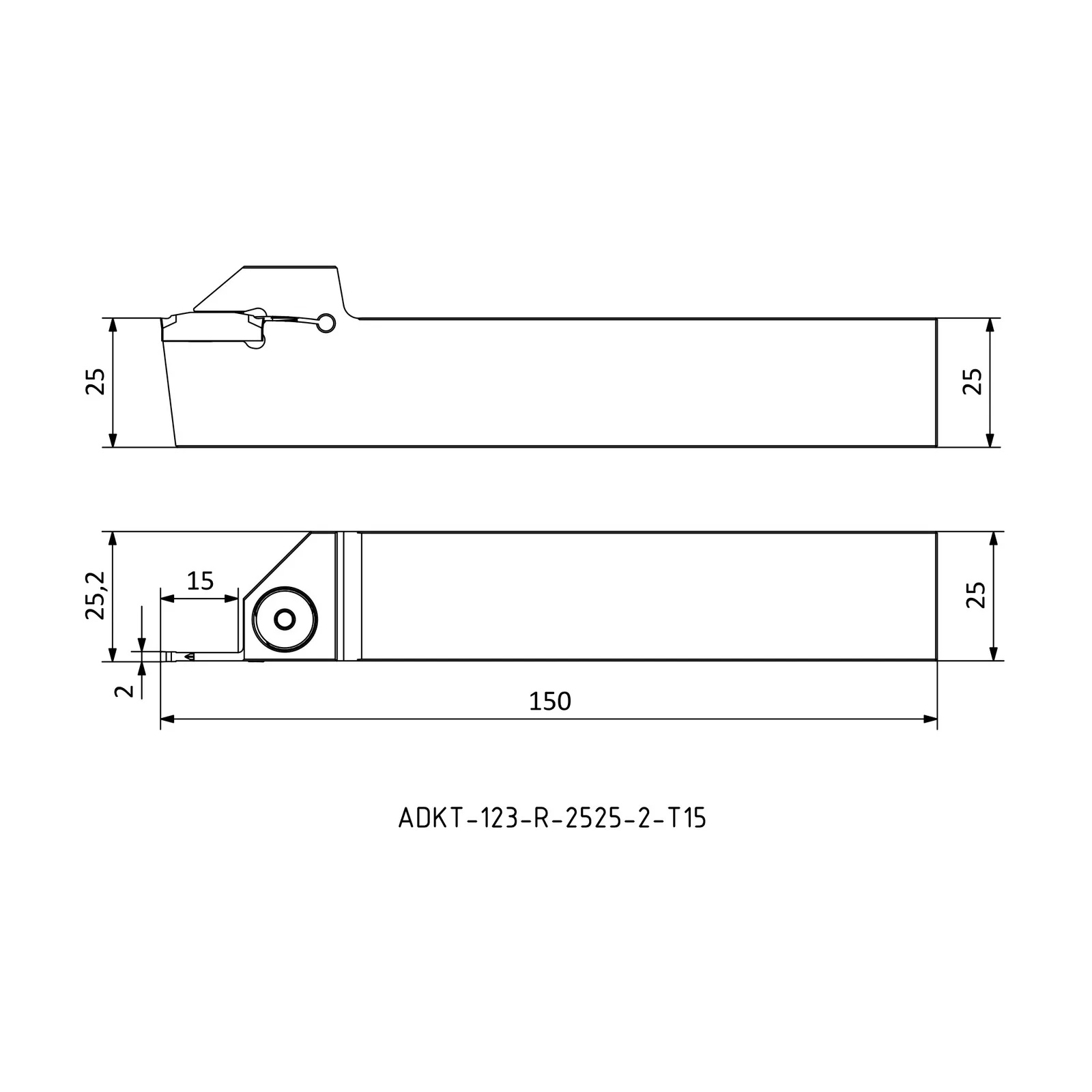 ADKT-123-R-2525-2-T15 &mdash; dimensioned drawing