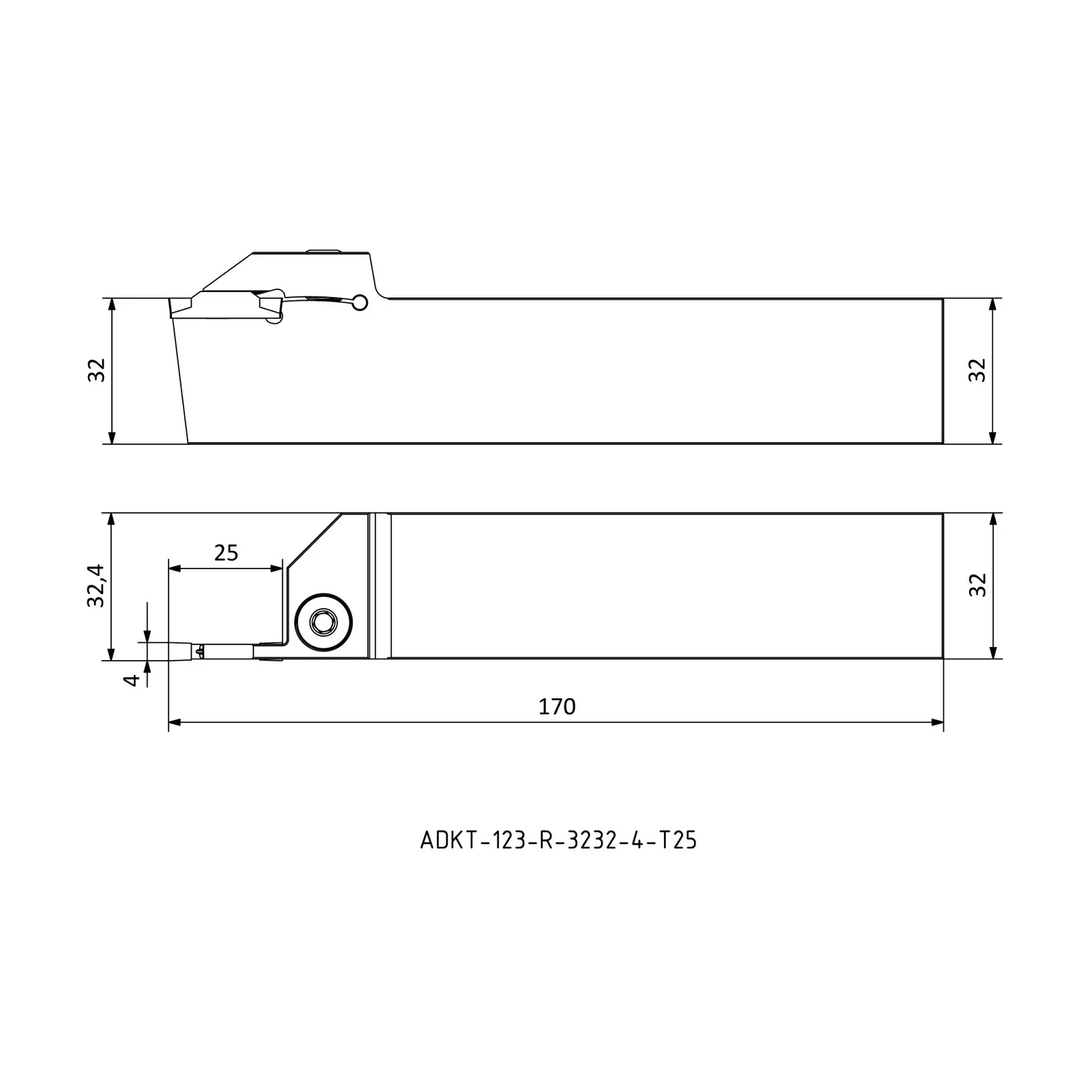 ADKT-123-R-3232-4-T25 &mdash; dimensioned drawing