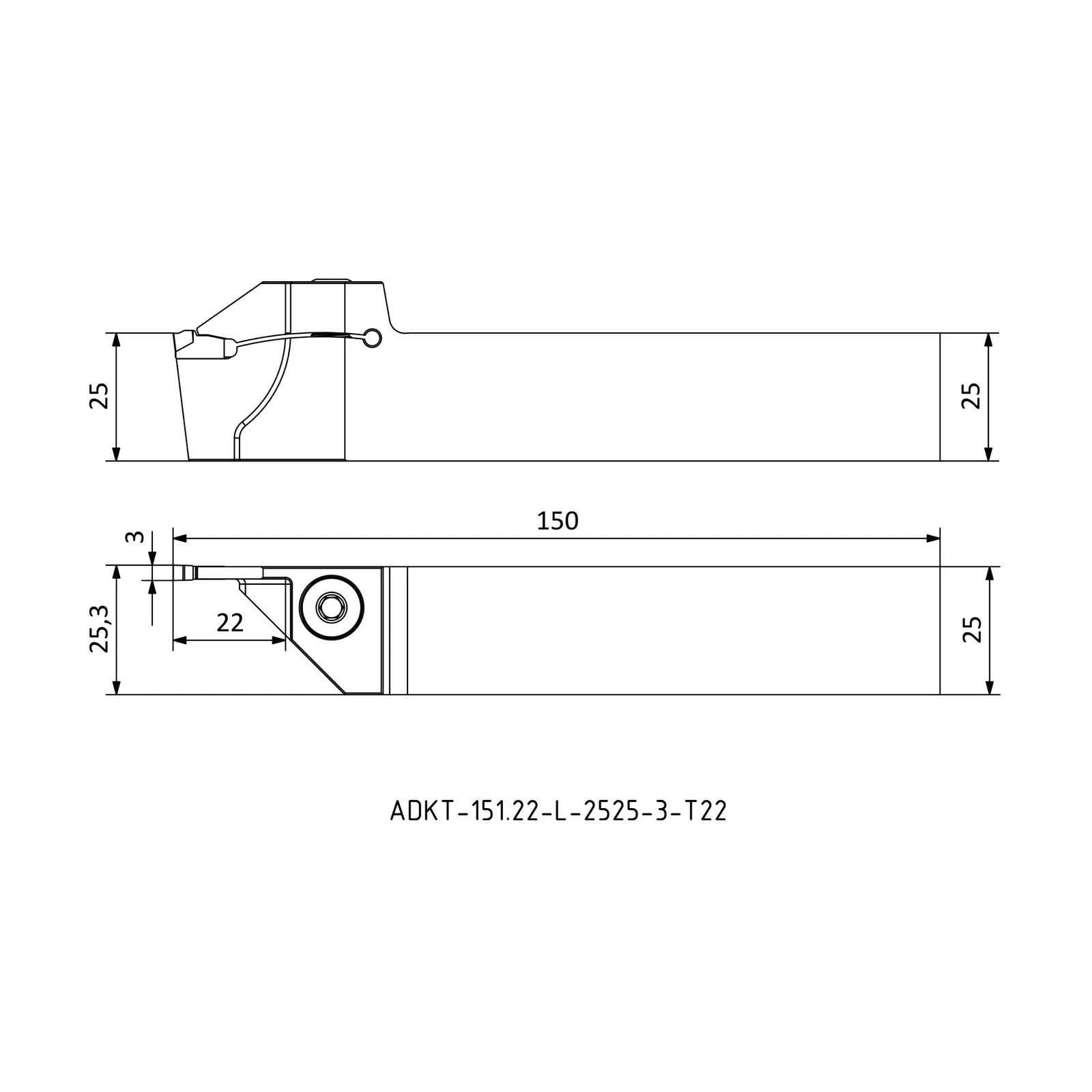ADKT-151.22-L-2525-3-T22 &mdash; dimensioned drawing