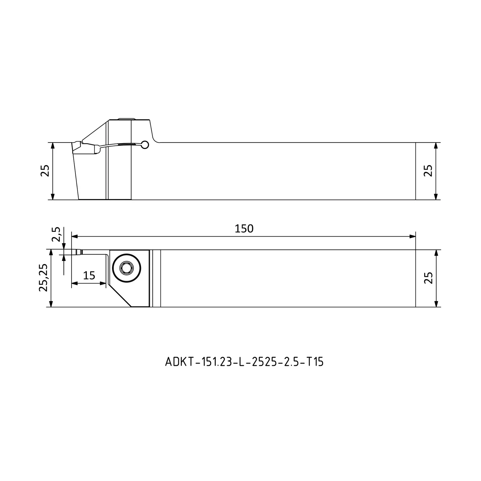 ADKT-151.23-L-2525-2.5-T15 &mdash; dimensioned drawing