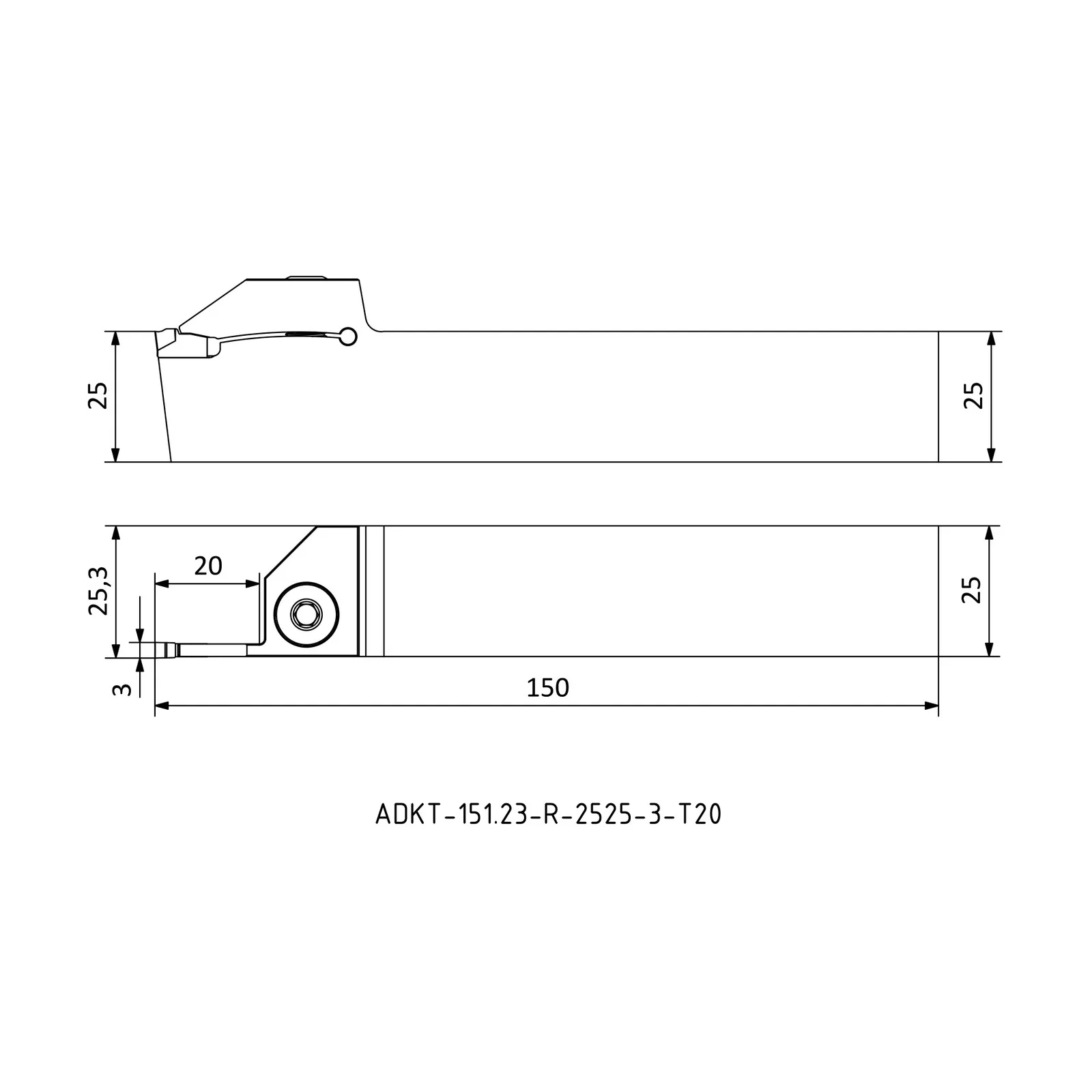 ADKT-151.23-R-2525-3-T20 &mdash; dimensioned drawing
