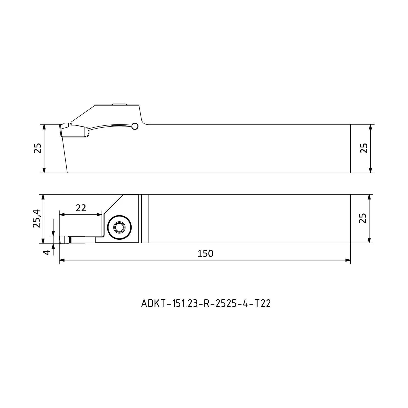 ADKT-151.23-R-2525-4-T22 &mdash; dimensioned drawing