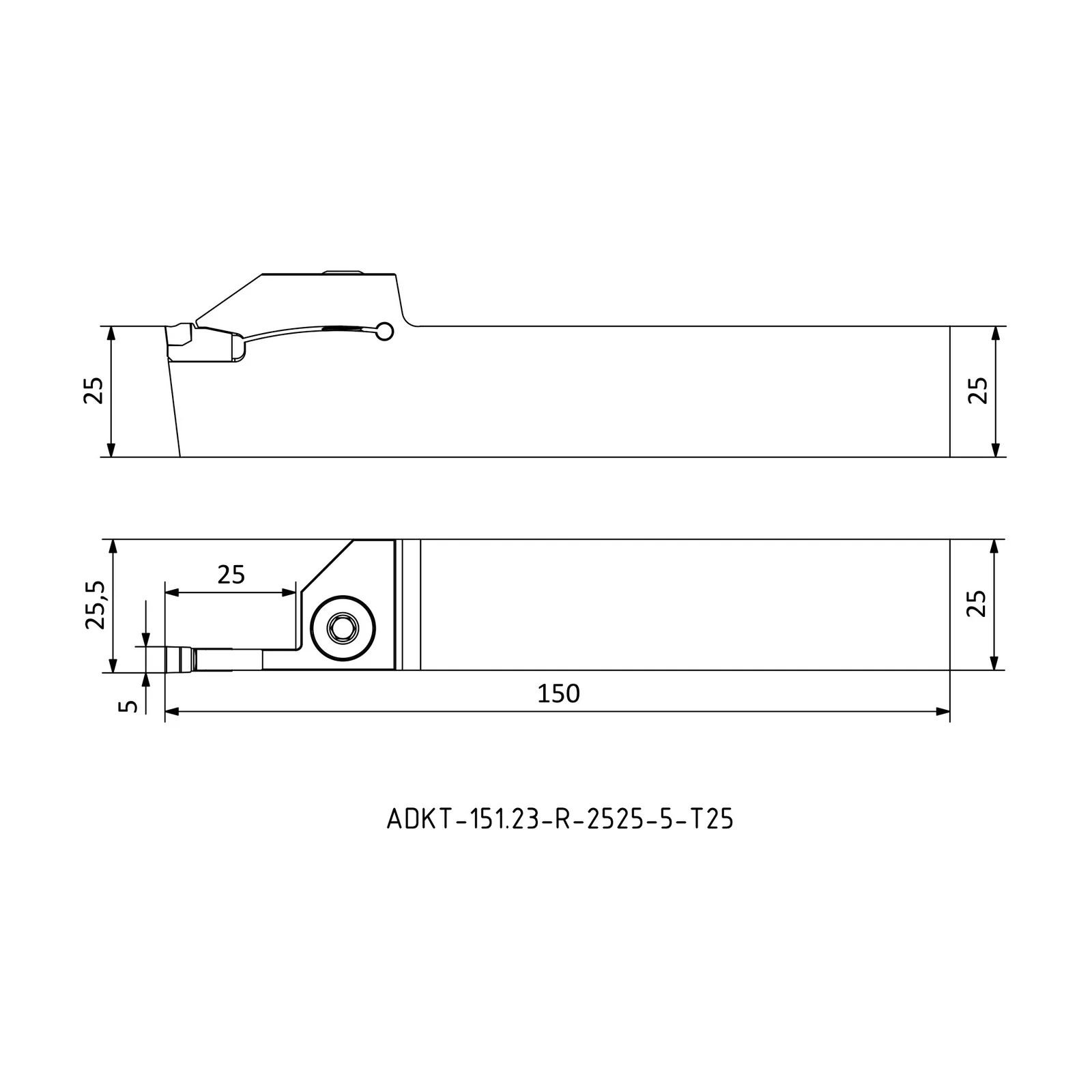 ADKT-151.23-R-2525-5-T25 &mdash; dimensioned drawing