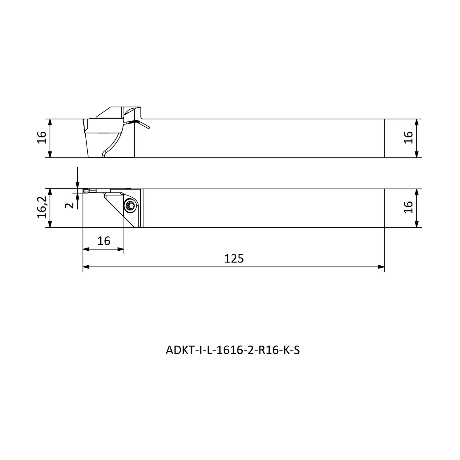 ADKT-I-L-1616-2-R16-K-S &mdash; dimensioned drawing