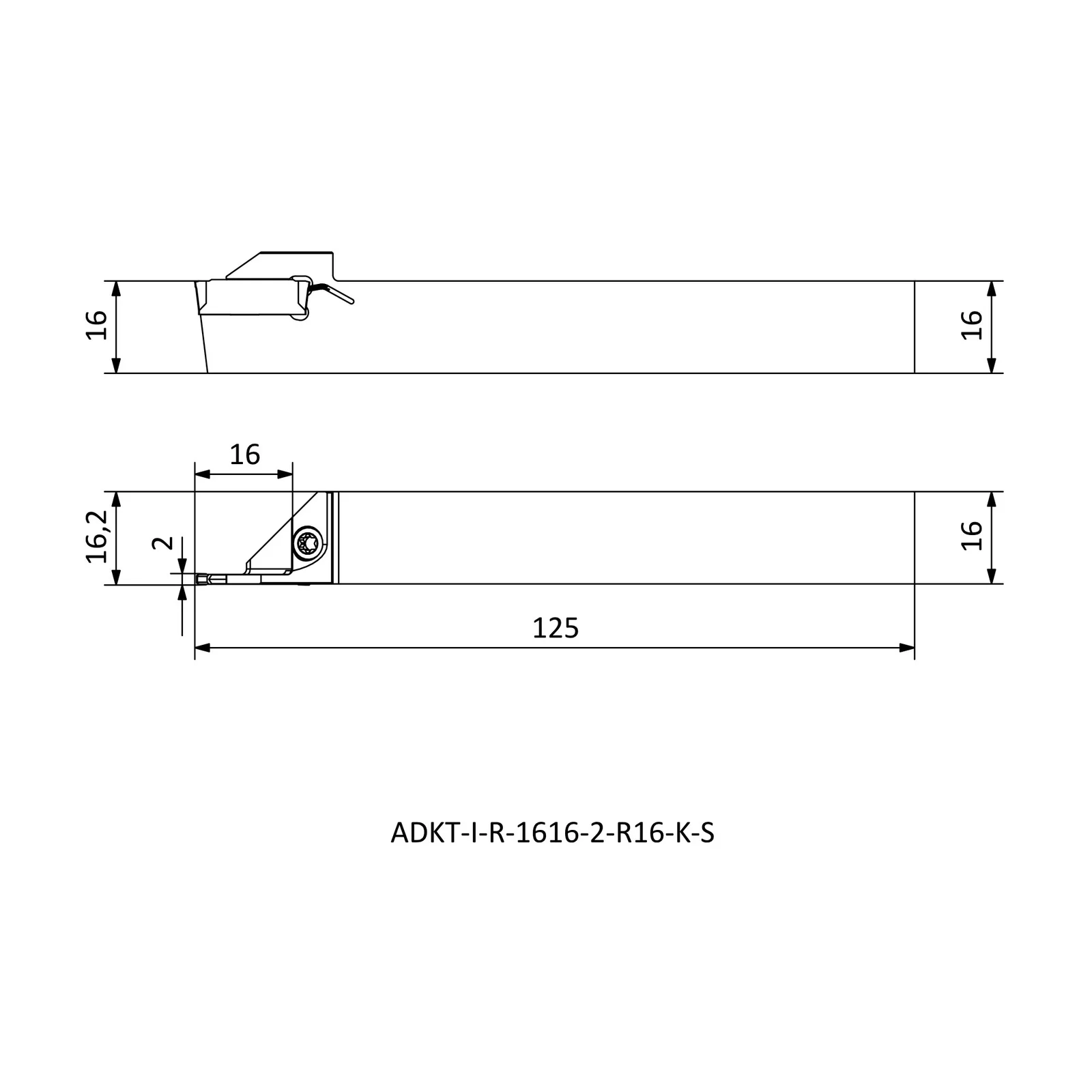 ADKT-I-R-1616-2-R16-K-S &mdash; dimensioned drawing