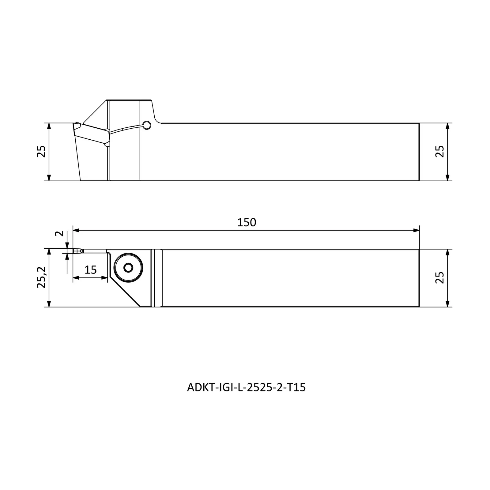 ADKT-IGI-L-2525-2-T15 &mdash; dimensioned drawing