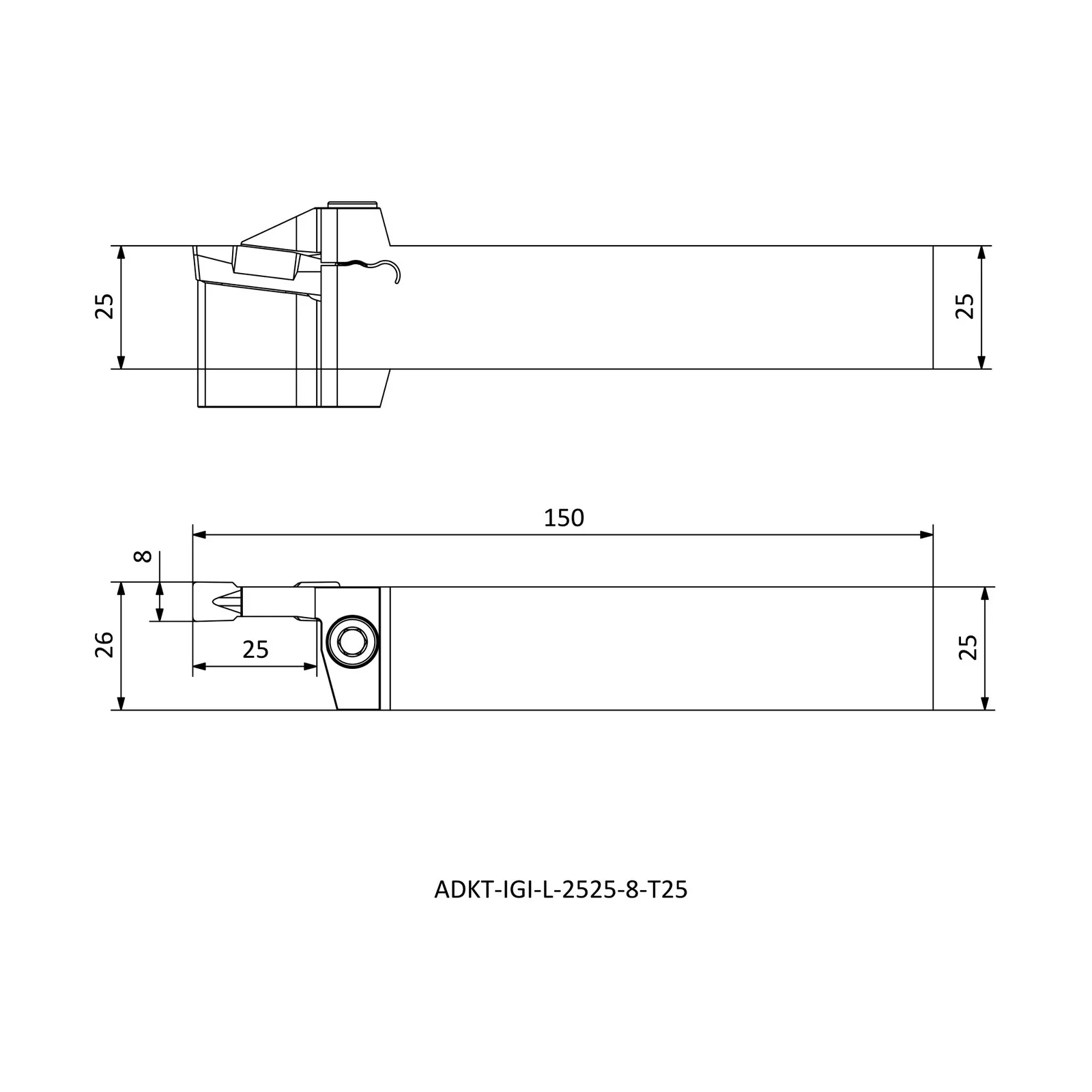 ADKT-IGI-L-2525-8-T25 &mdash; dimensioned drawing