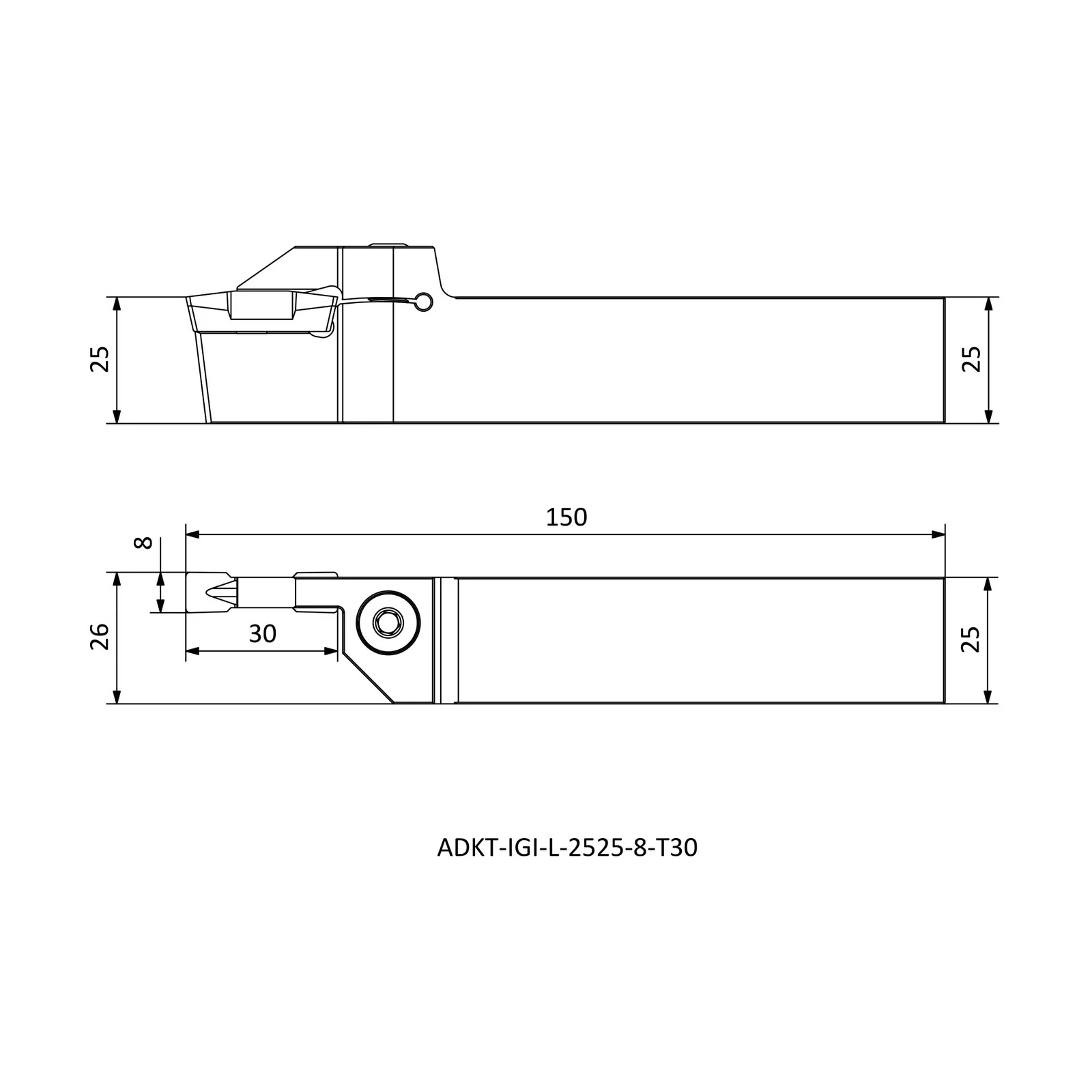 ADKT-IGI-L-2525-8-T30 &mdash; dimensioned drawing