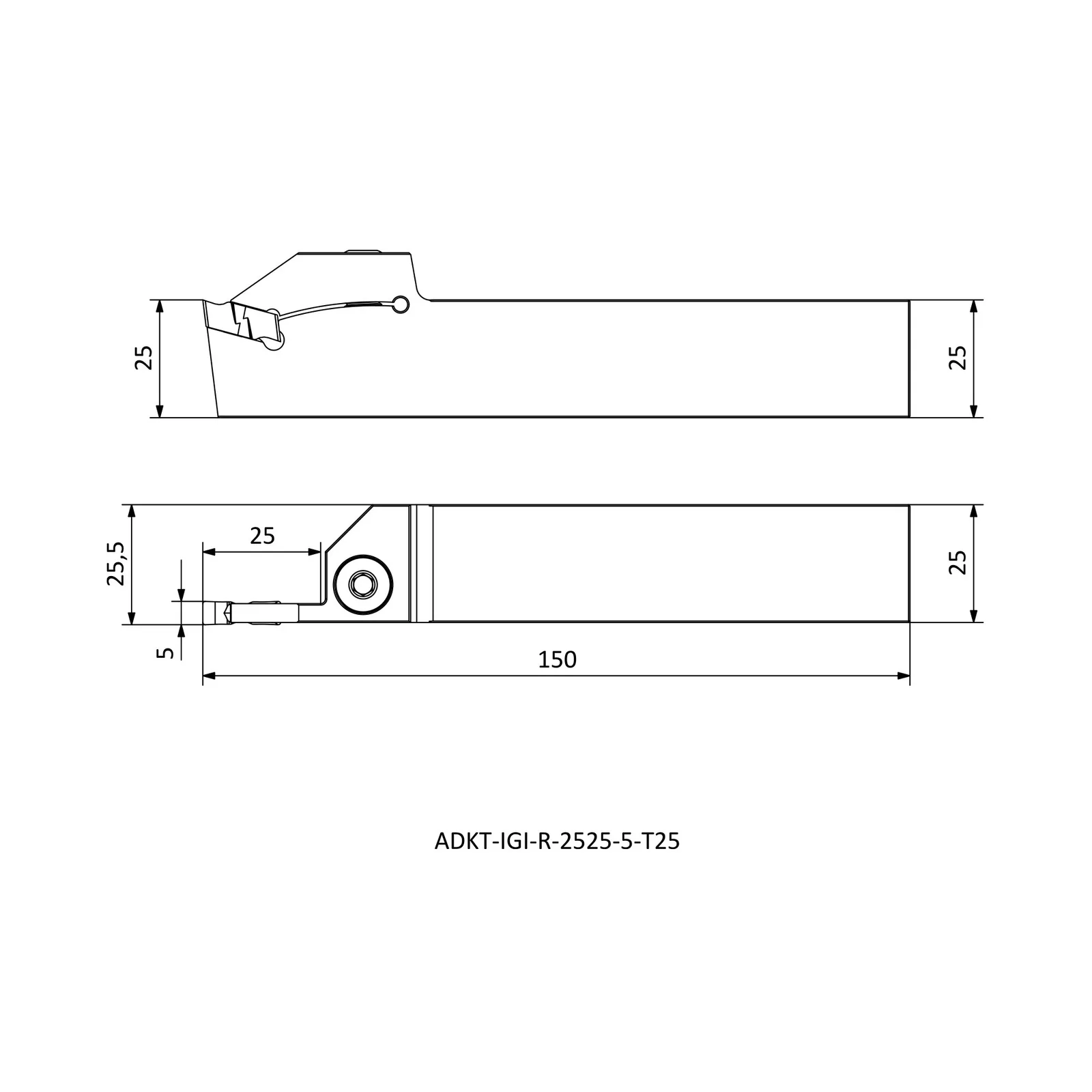 ADKT-IGI-R-2525-5-T25 &mdash; dimensioned drawing