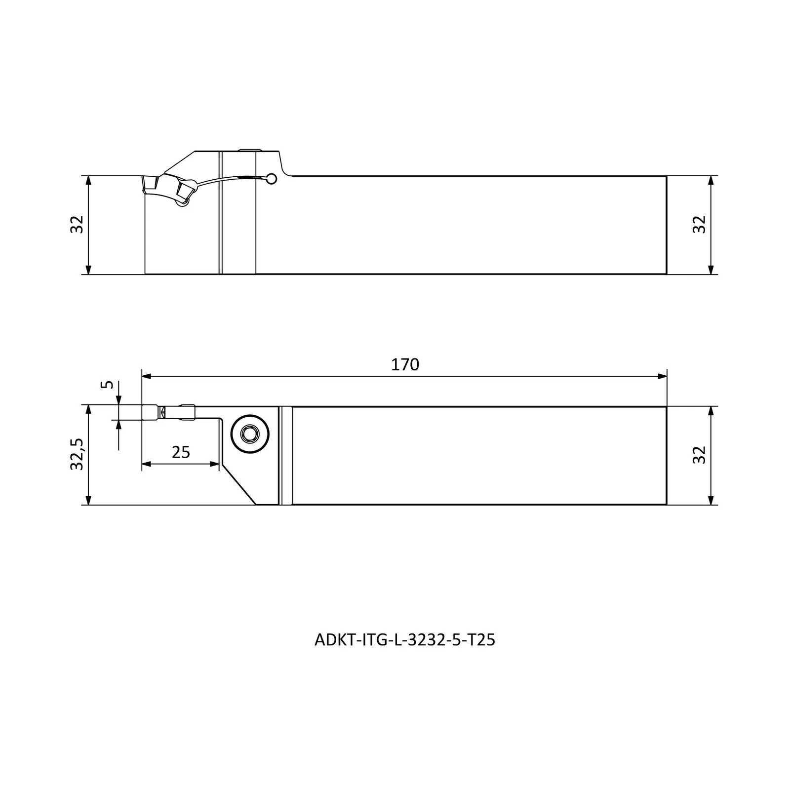 ADKT-ITG-L-3232-5-T25 &mdash; dimensioned drawing