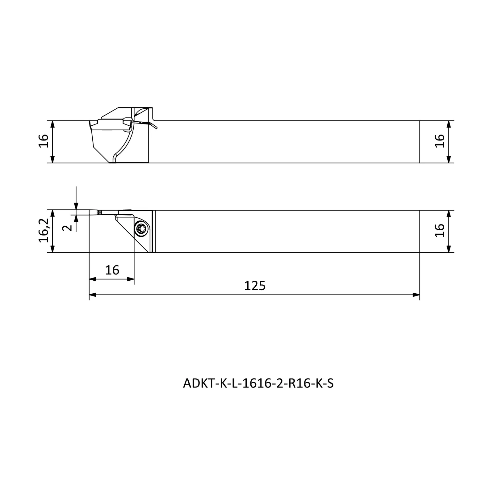 ADKT-K-L-1616-2-R16-K-S &mdash; dimensioned drawing