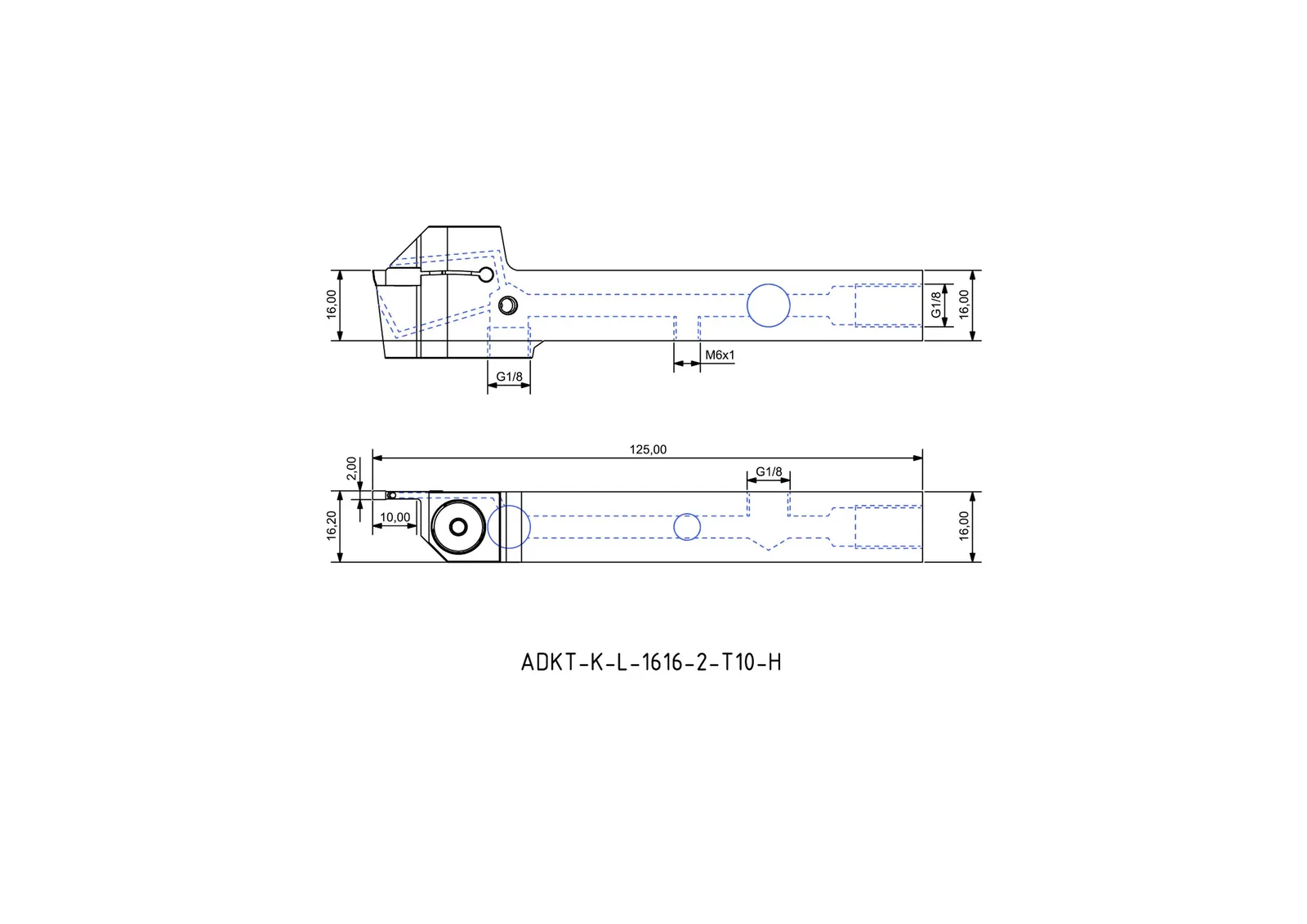 ADKT-K-L-1616-2-T10-H &mdash; dimensioned drawing