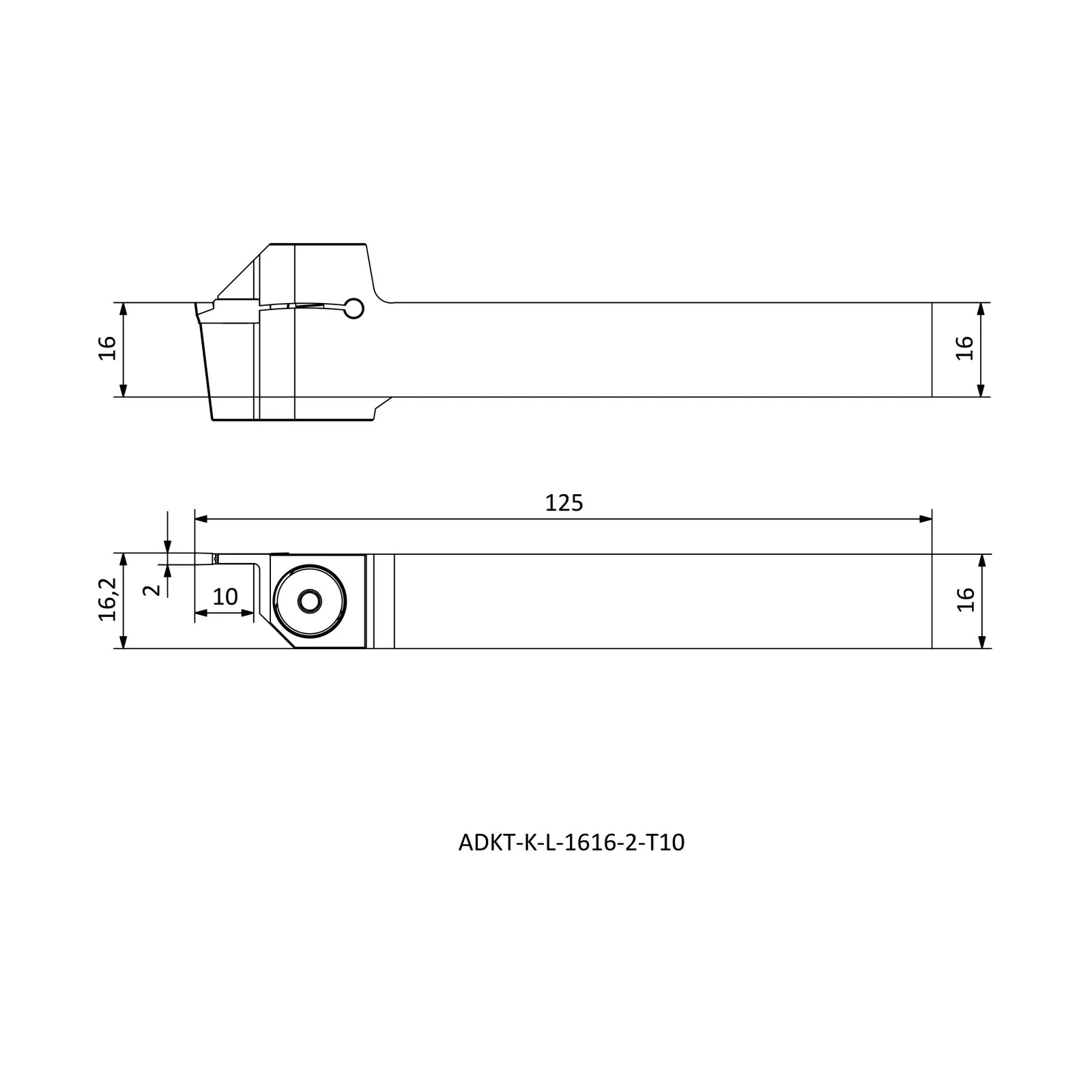 ADKT-K-L-1616-2-T10 &mdash; dimensioned drawing