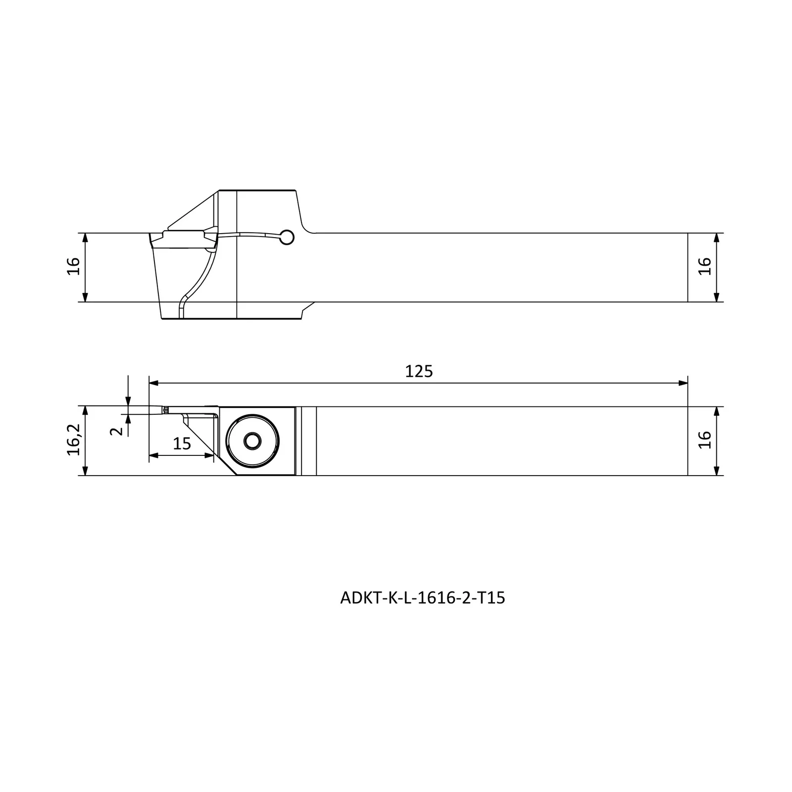 ADKT-K-L-1616-2-T15 &mdash; dimensioned drawing