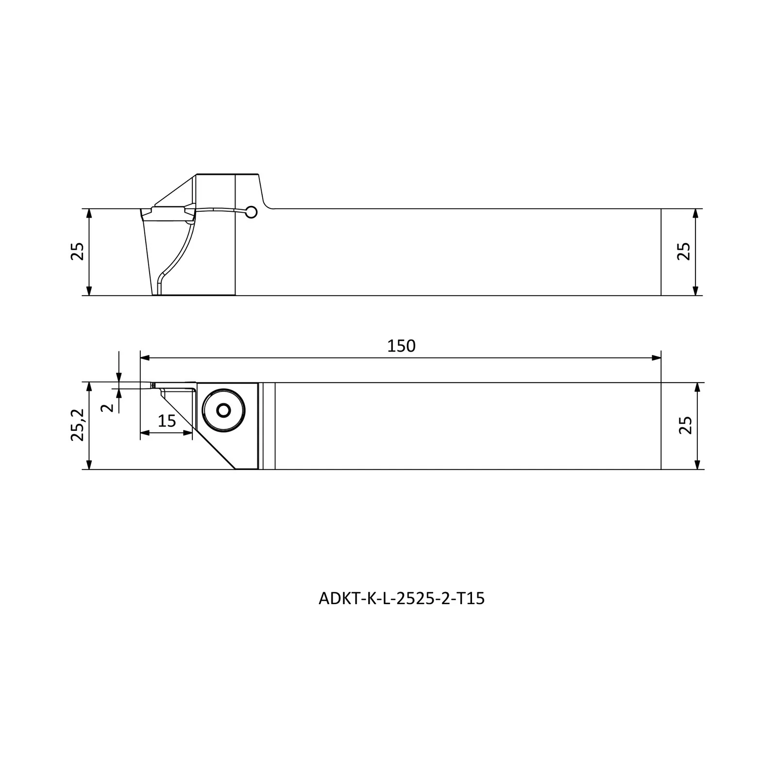 ADKT-K-L-2525-2-T15 &mdash; dimensioned drawing