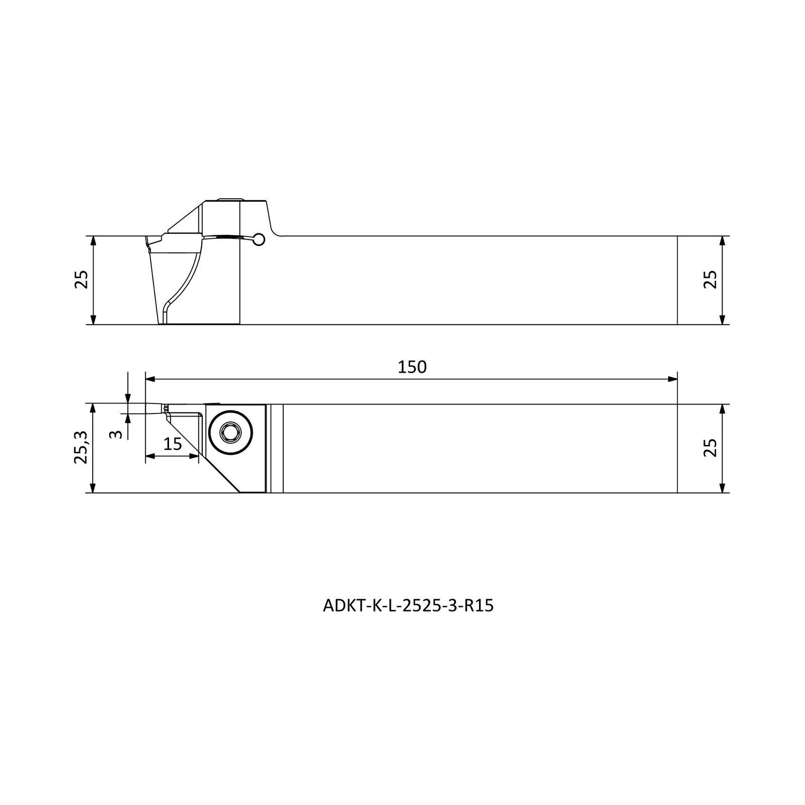 ADKT-K-L-2525-3-R15 &mdash; dimensioned drawing
