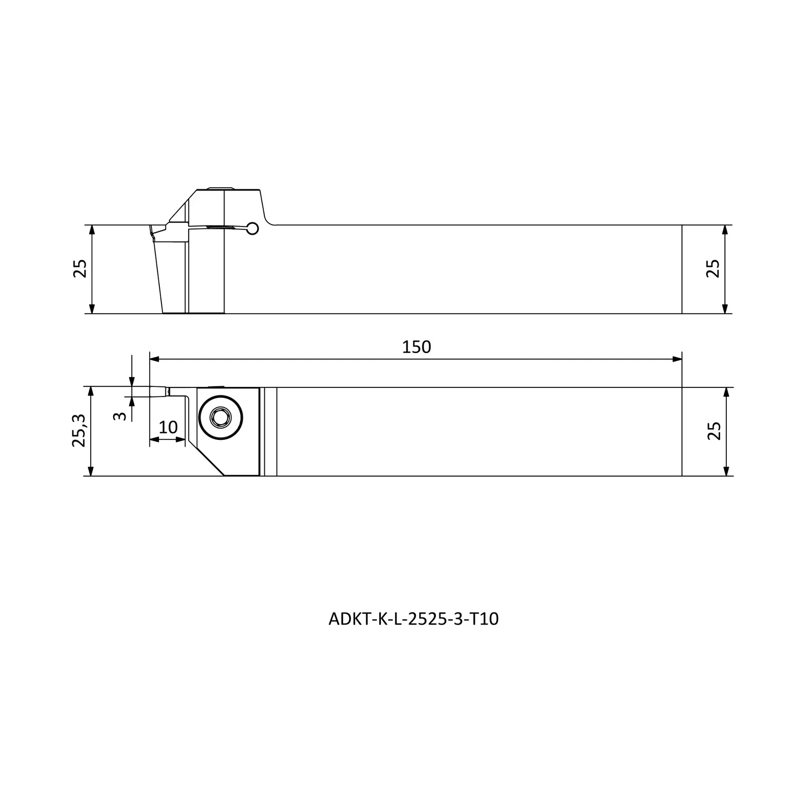 ADKT-K-L-2525-3-T10 &mdash; dimensioned drawing