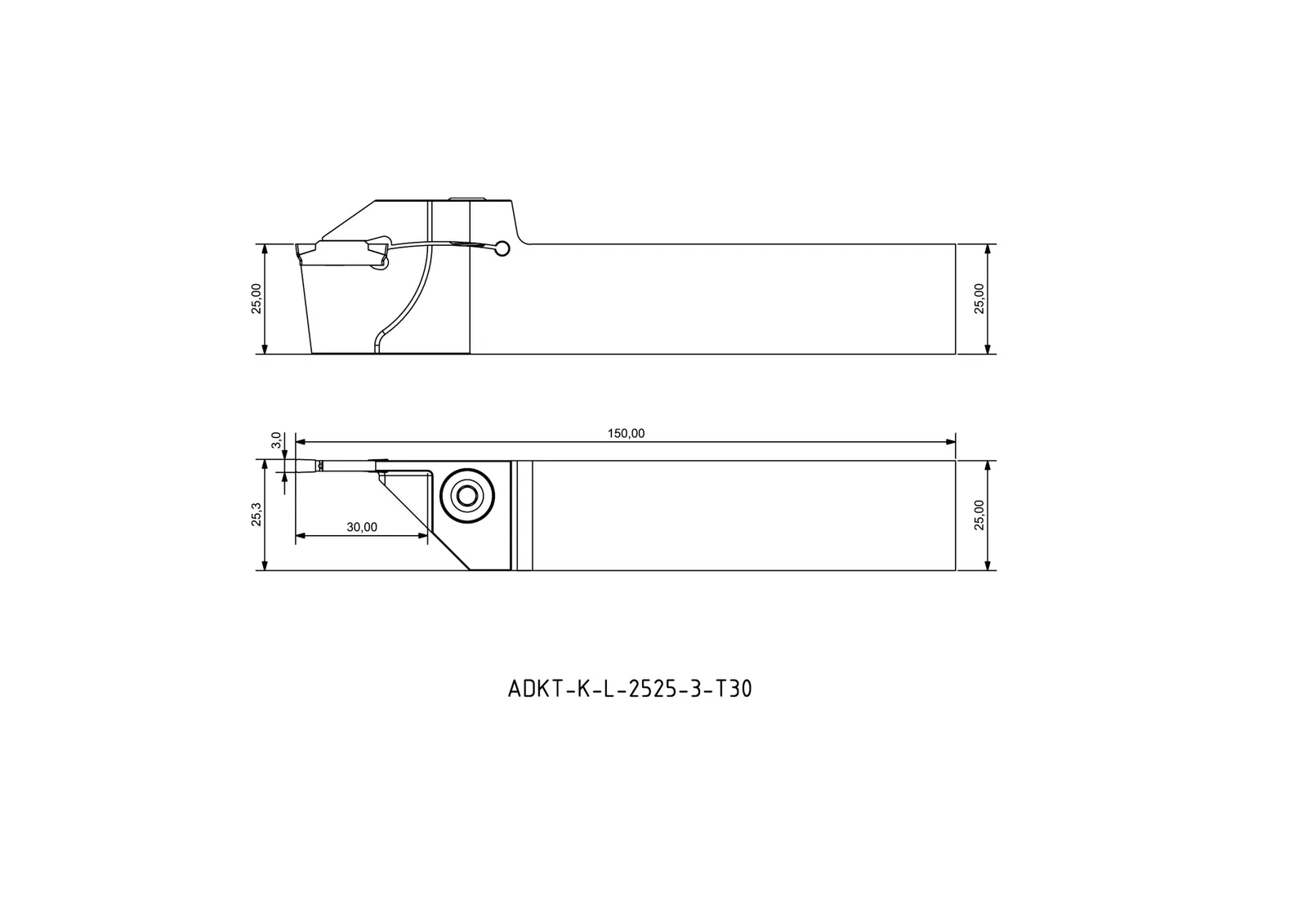 ADKT-K-L-2525-3-T30 &mdash; dimensioned drawing
