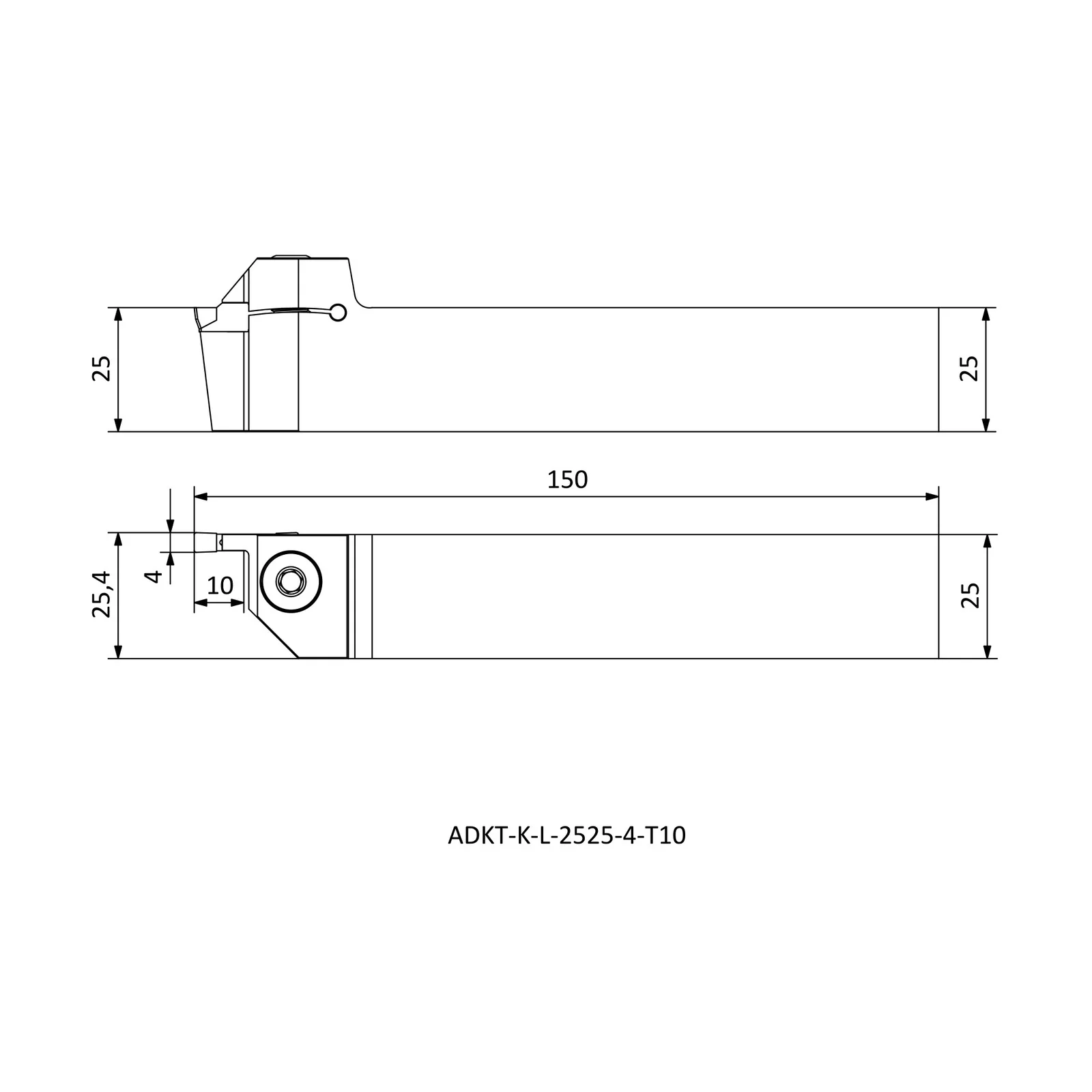 ADKT-K-L-2525-4-T10 &mdash; dimensioned drawing