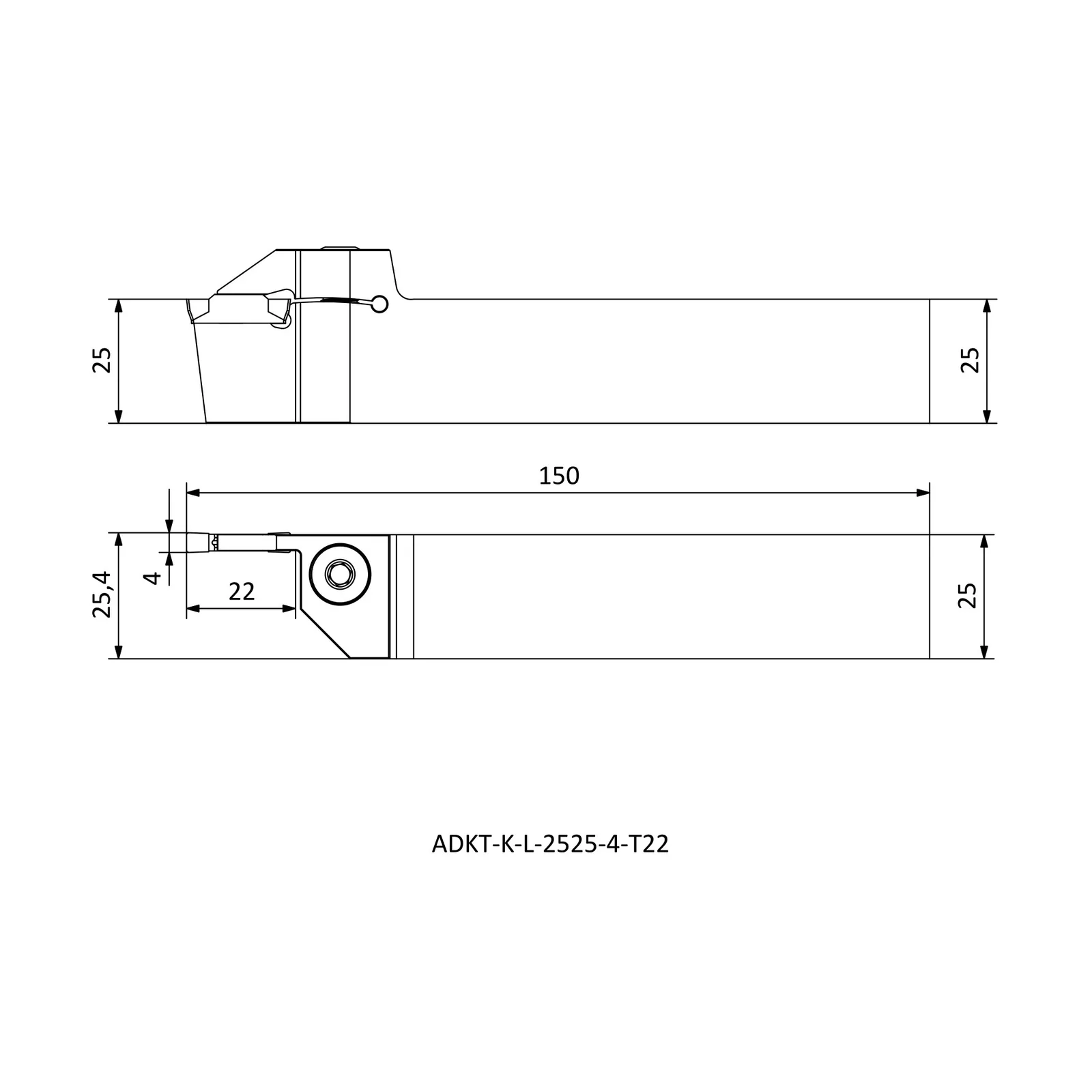 ADKT-K-L-2525-4-T22 &mdash; dimensioned drawing