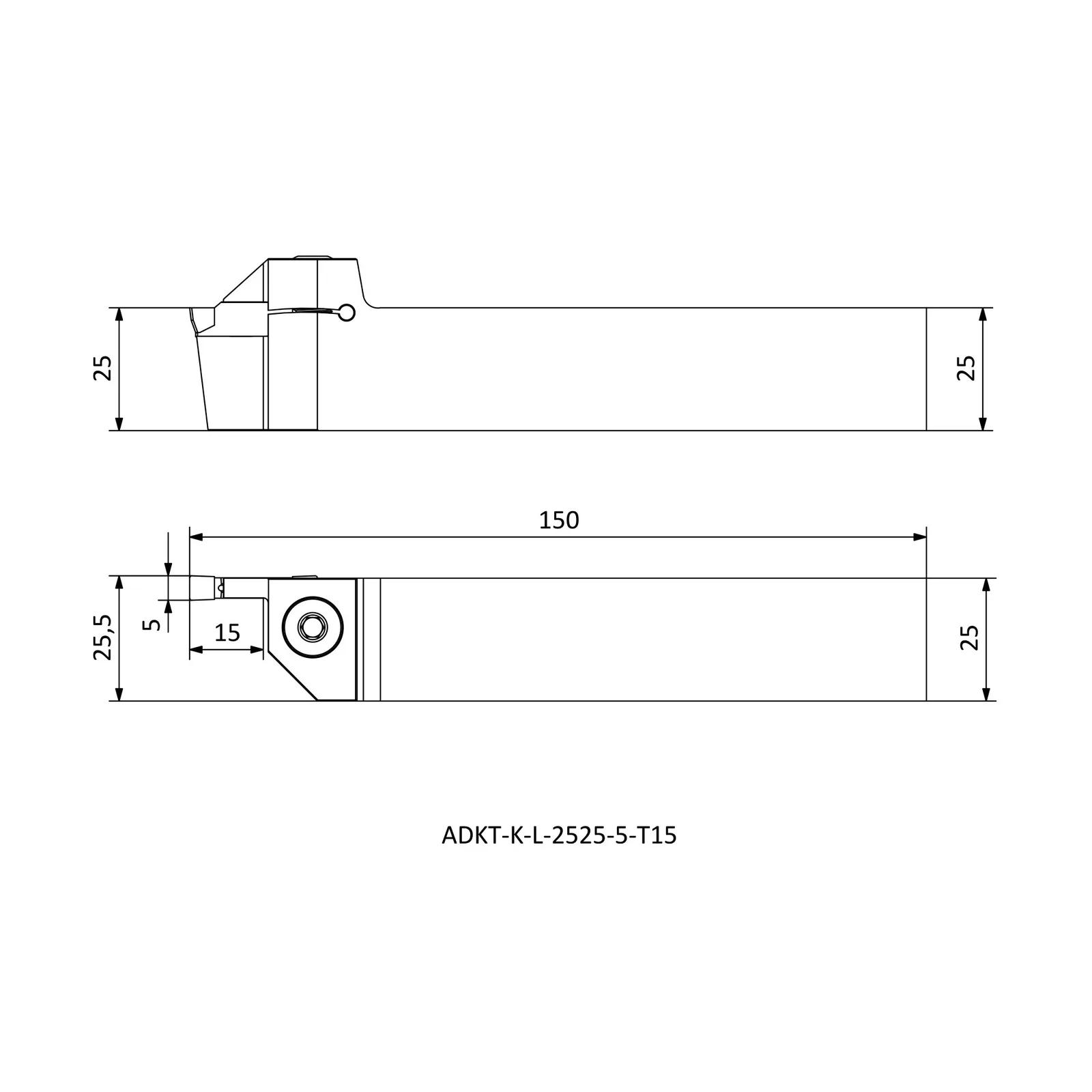 ADKT-K-L-2525-5-T15 &mdash; dimensioned drawing