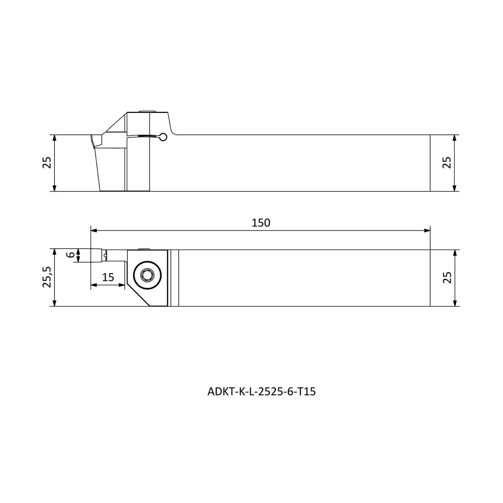 ADKT-K-L-2525-6-T15 &mdash; dimensioned drawing