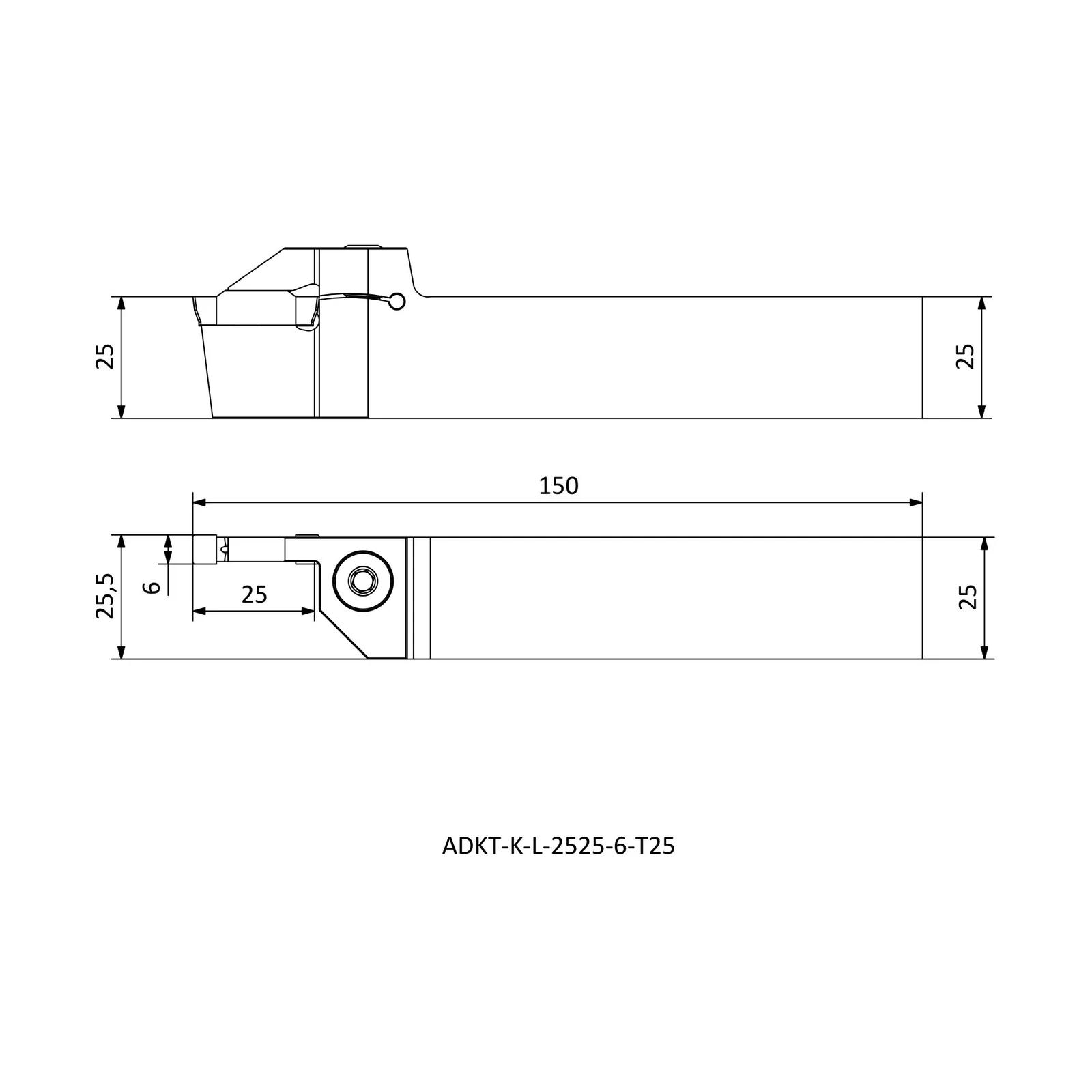 ADKT-K-L-2525-6-T25 &mdash; dimensioned drawing