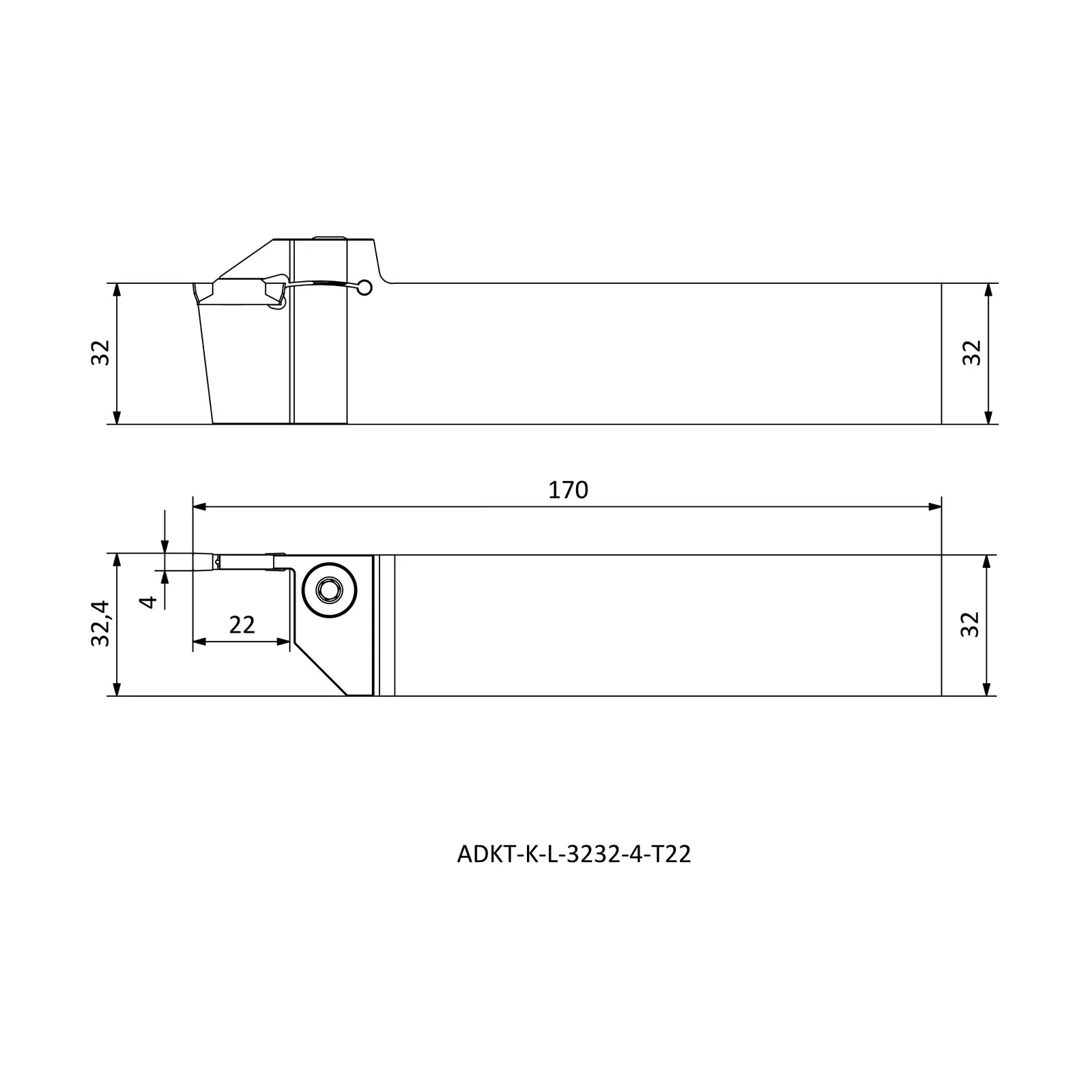 ADKT-K-L-3232-4-T22 &mdash; dimensioned drawing