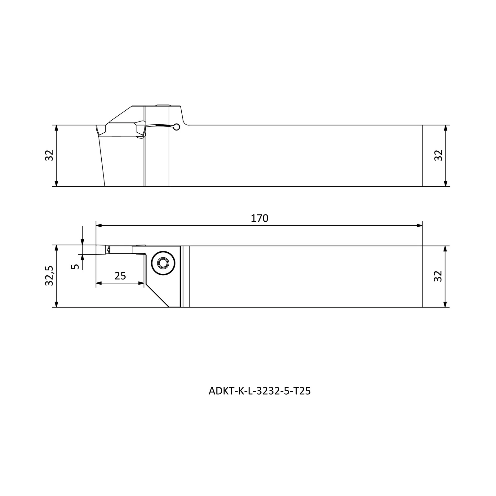 ADKT-K-L-3232-5-T25 &mdash; dimensioned drawing