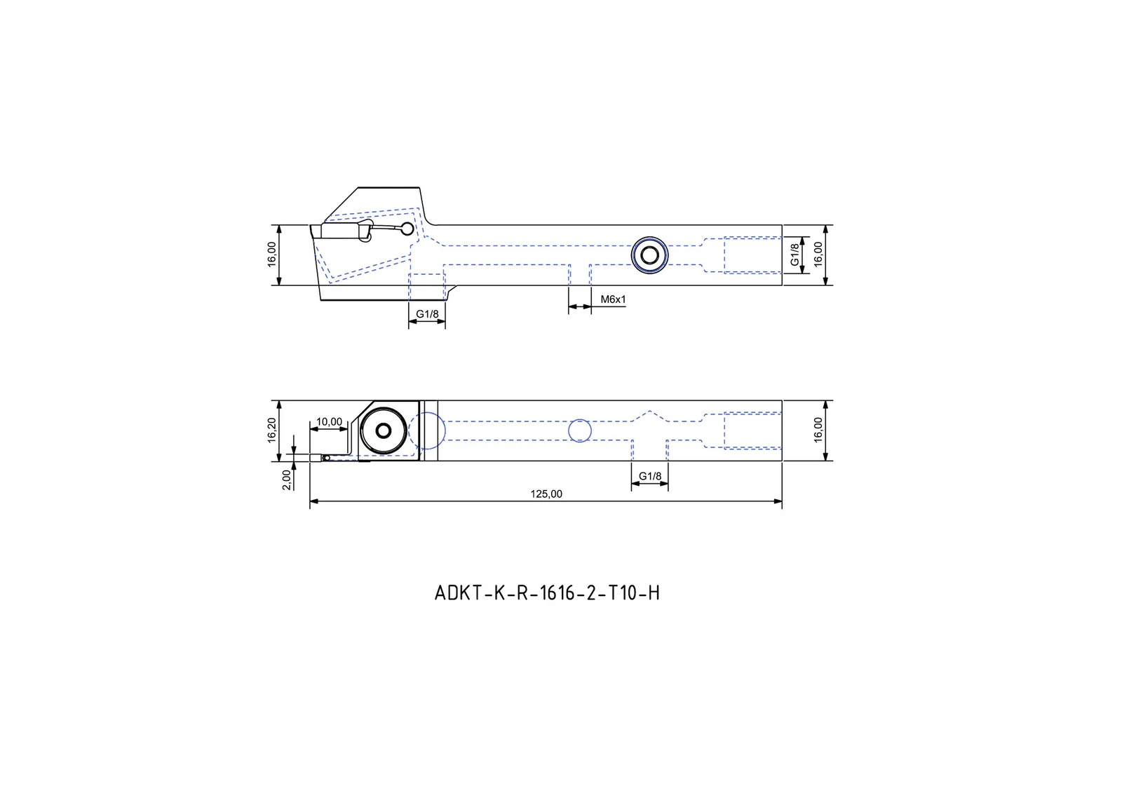 ADKT-K-R-1616-2-T10-H &mdash; dimensioned drawing