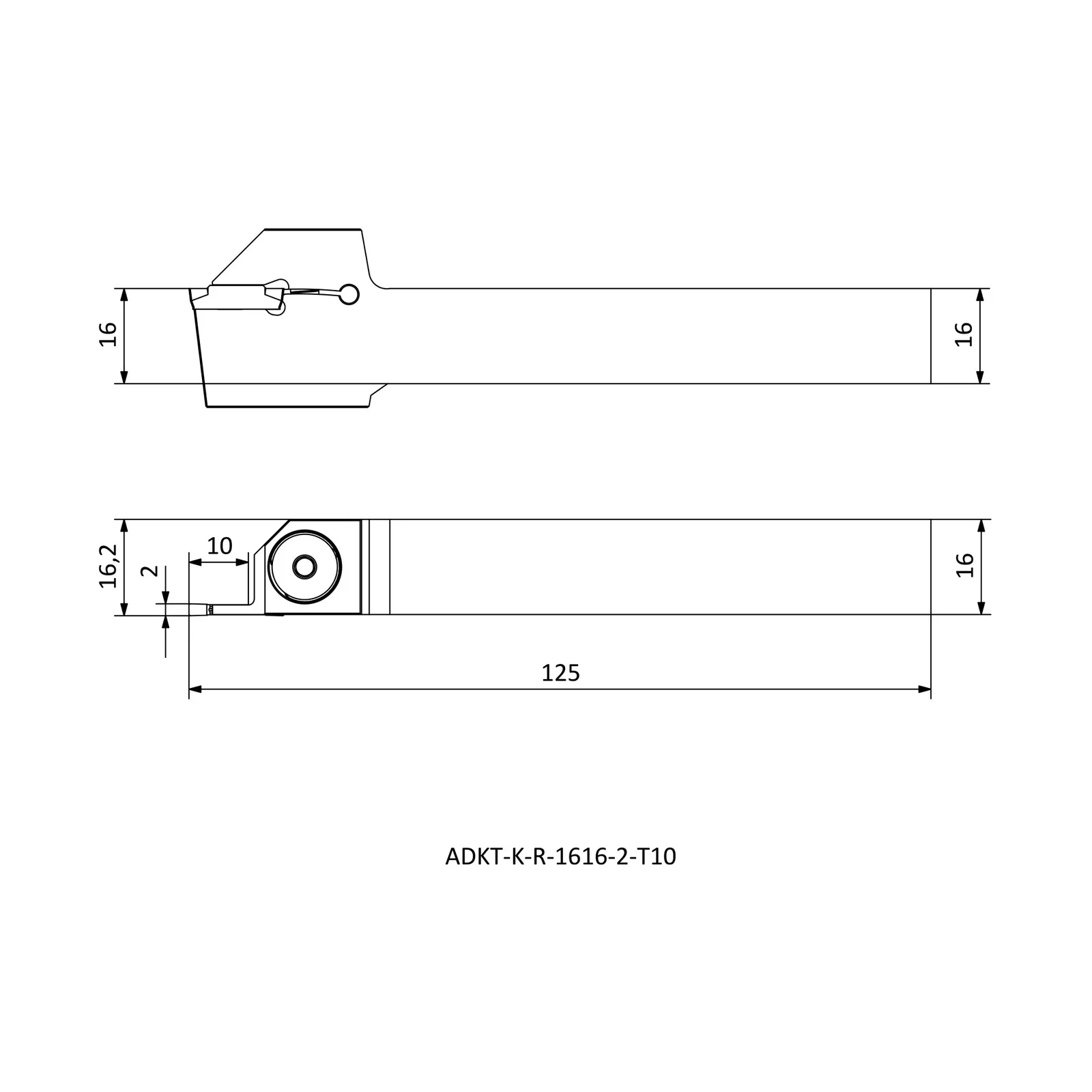 ADKT-K-R-1616-2-T10 &mdash; dimensioned drawing