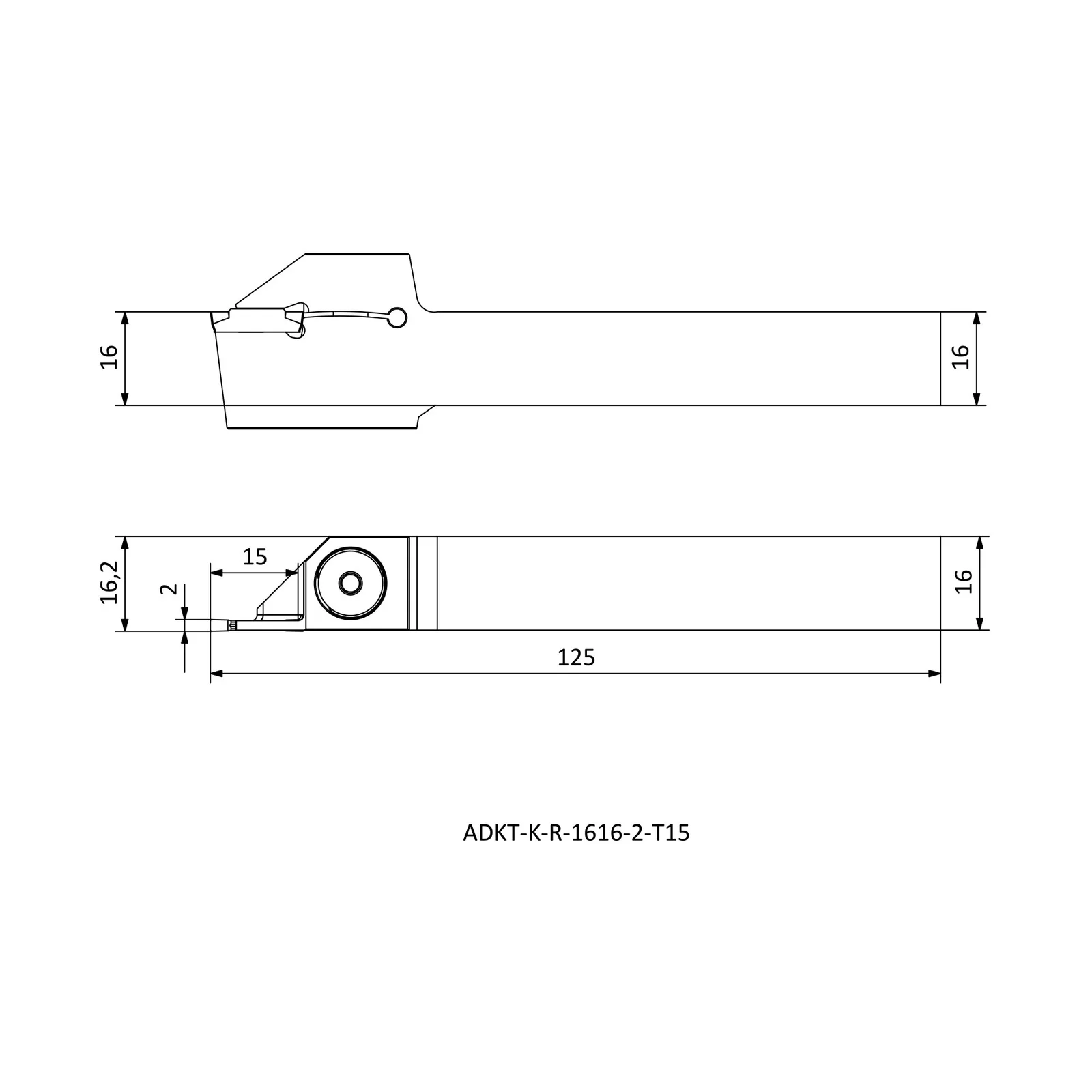 ADKT-K-R-1616-2-T15 &mdash; dimensioned drawing