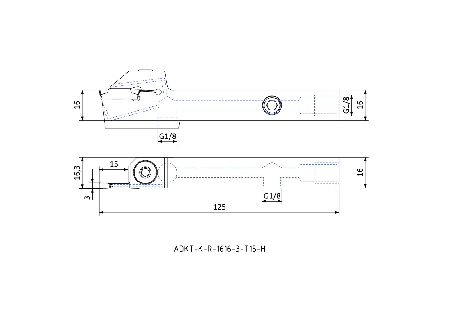 ADKT-K-R-1616-3-T15-H &mdash; dimensioned drawing