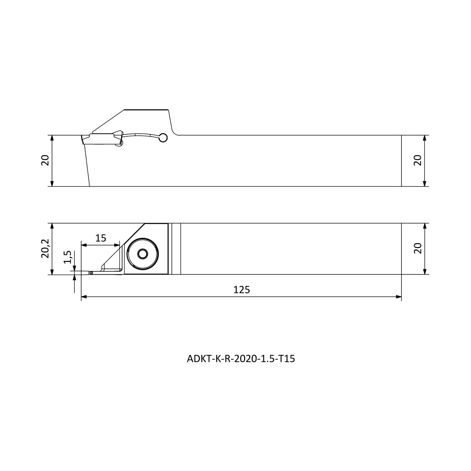 ADKT-K-R-2020-1.5-T15 &mdash; dimensioned drawing