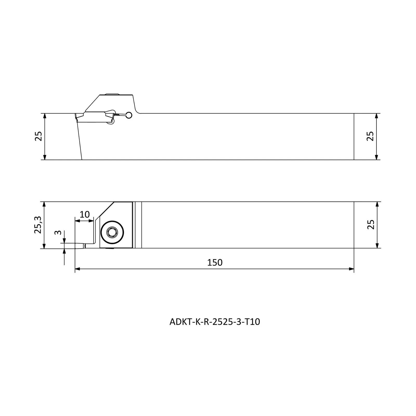ADKT-K-R-2525-3-T10 &mdash; dimensioned drawing
