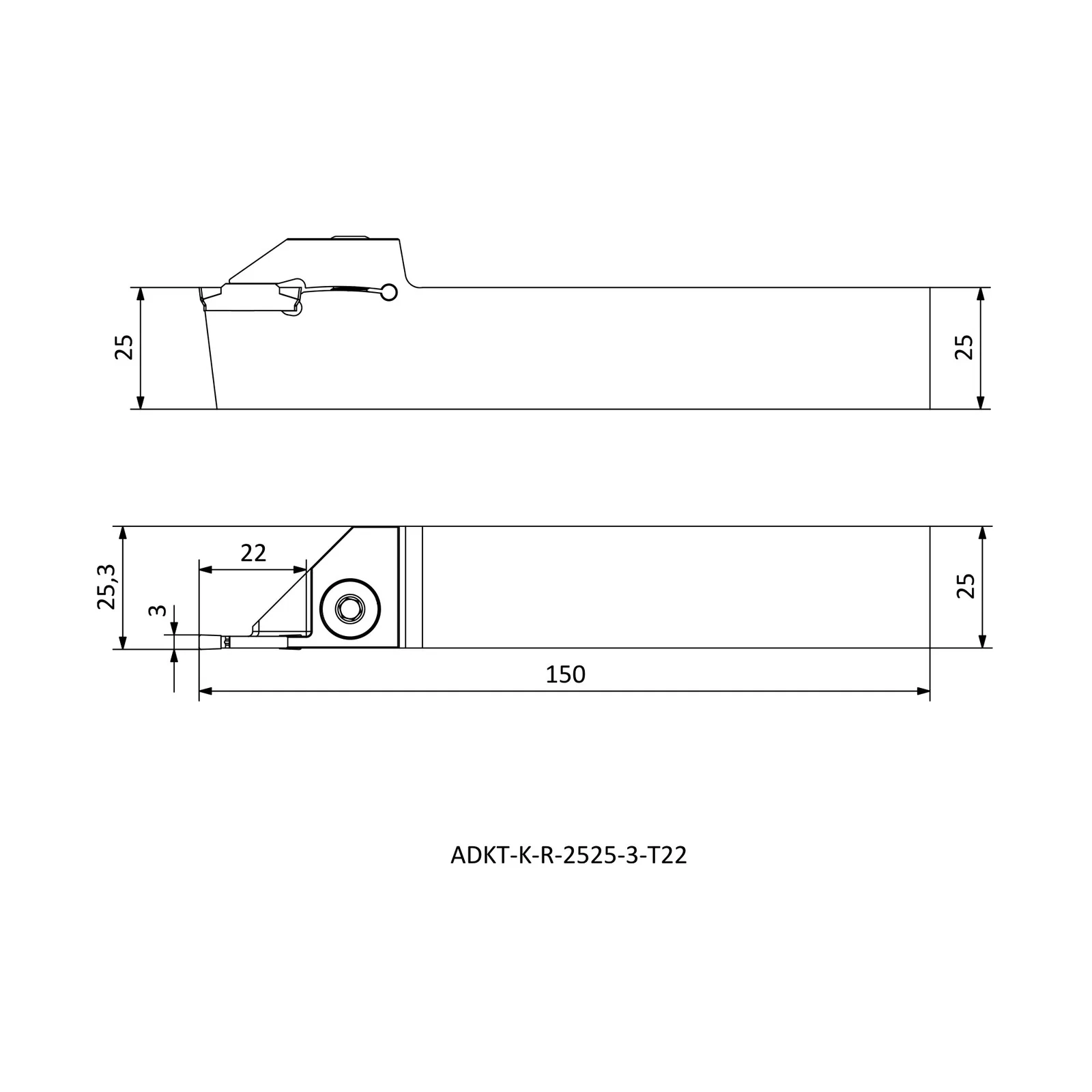 ADKT-K-R-2525-3-T22 &mdash; dimensioned drawing