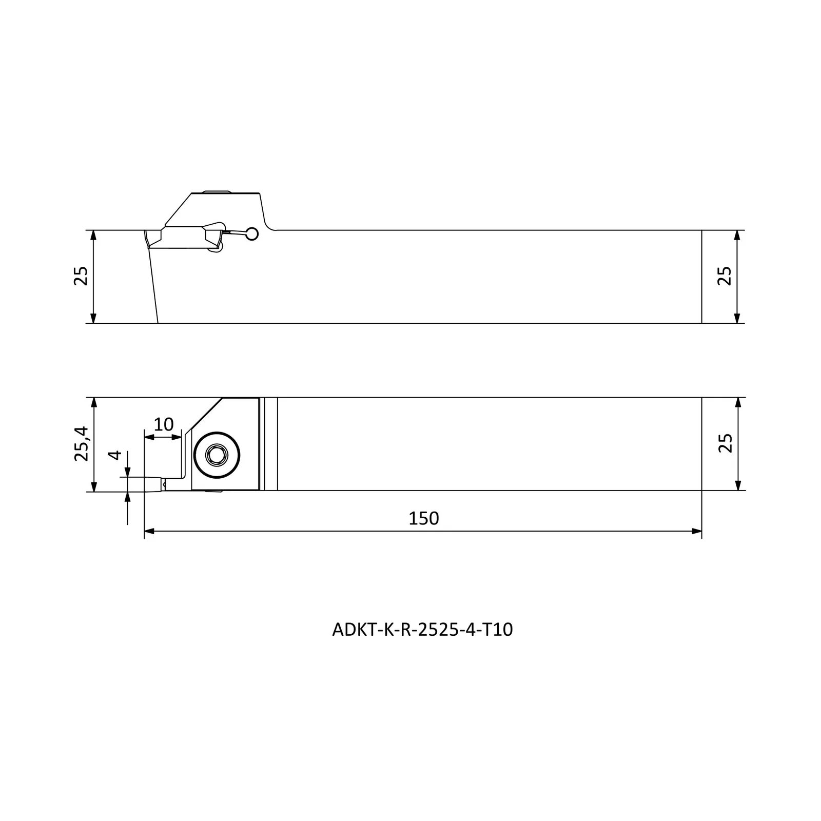 ADKT-K-R-2525-4-T10 &mdash; dimensioned drawing