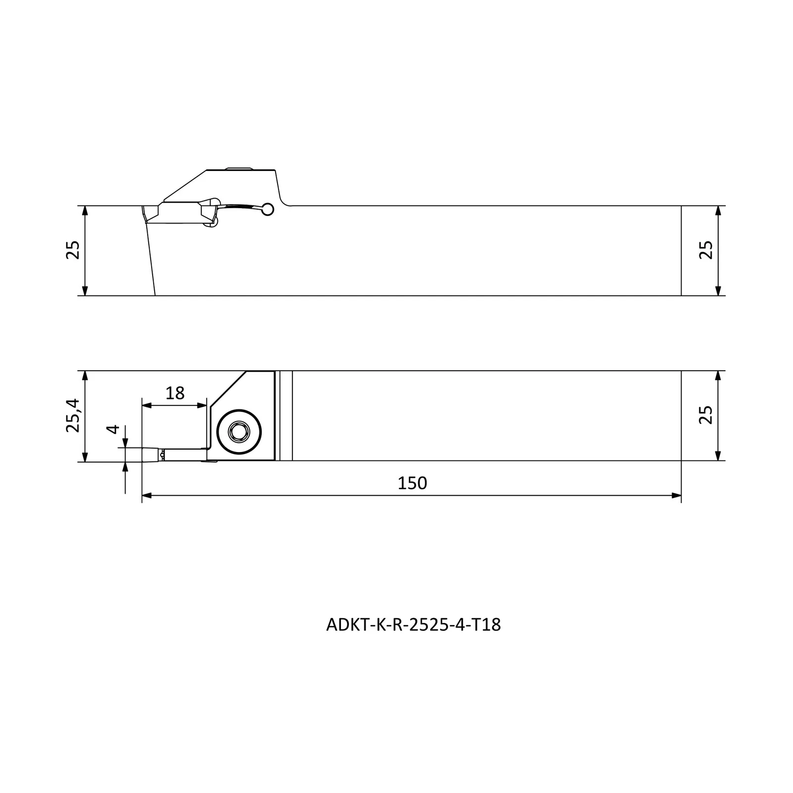 ADKT-K-R-2525-4-T18 &mdash; dimensioned drawing